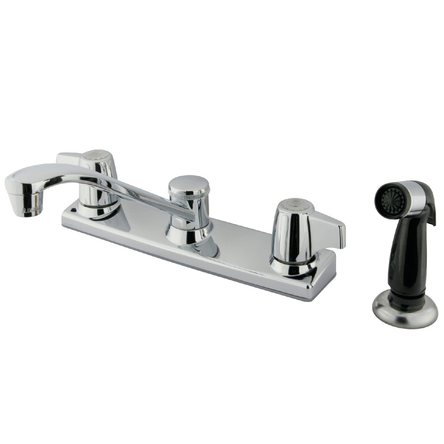 Kingston Tulare KB120P Robinet de cuisine à deux poignées 4 trous 8" Centerset avec pulvérisateur latéral, chrome poli