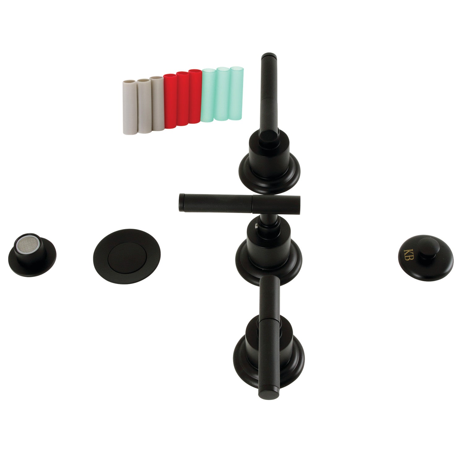 Kingston Sona KB6320CKL - Robinet de bidet vertical à trois poignées Kaiser, en laiton, noir mat