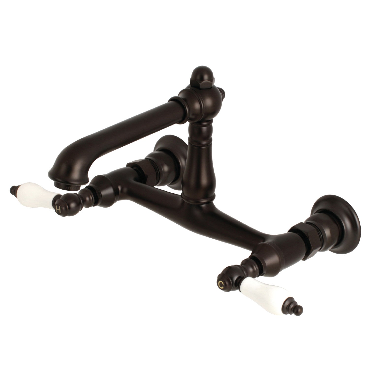 Kingston Heirloom KS7245PL - Robinet de salle de bain double poignée de pays anglais 2 trous, bronze frotté à l'huile