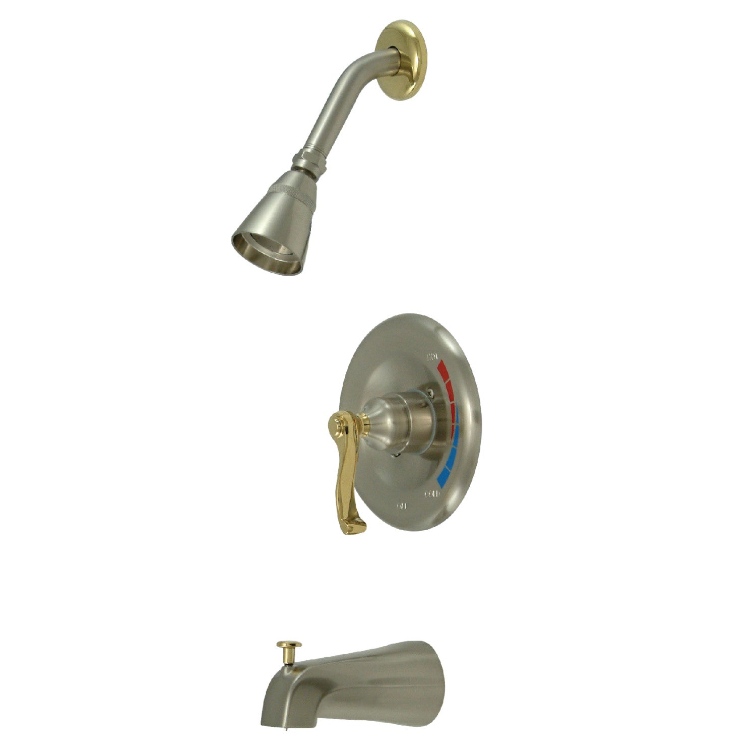 Kingston Tulare KB8639FL - Robinet de baignoire et de douche équilibré à une poignée Royale, Nickel brossé/Laiton poli