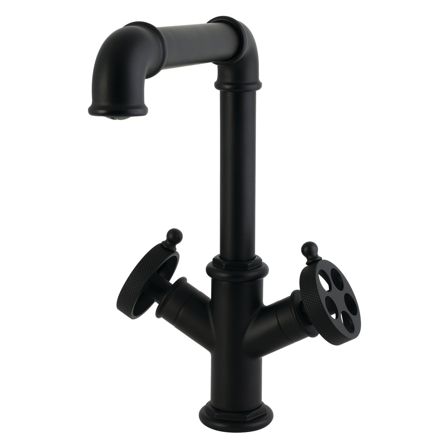 Kingston Wendell LS6500RKZ Robinet de cuisine à deux poignées 1 trou avec poignée moletée, noir mat
