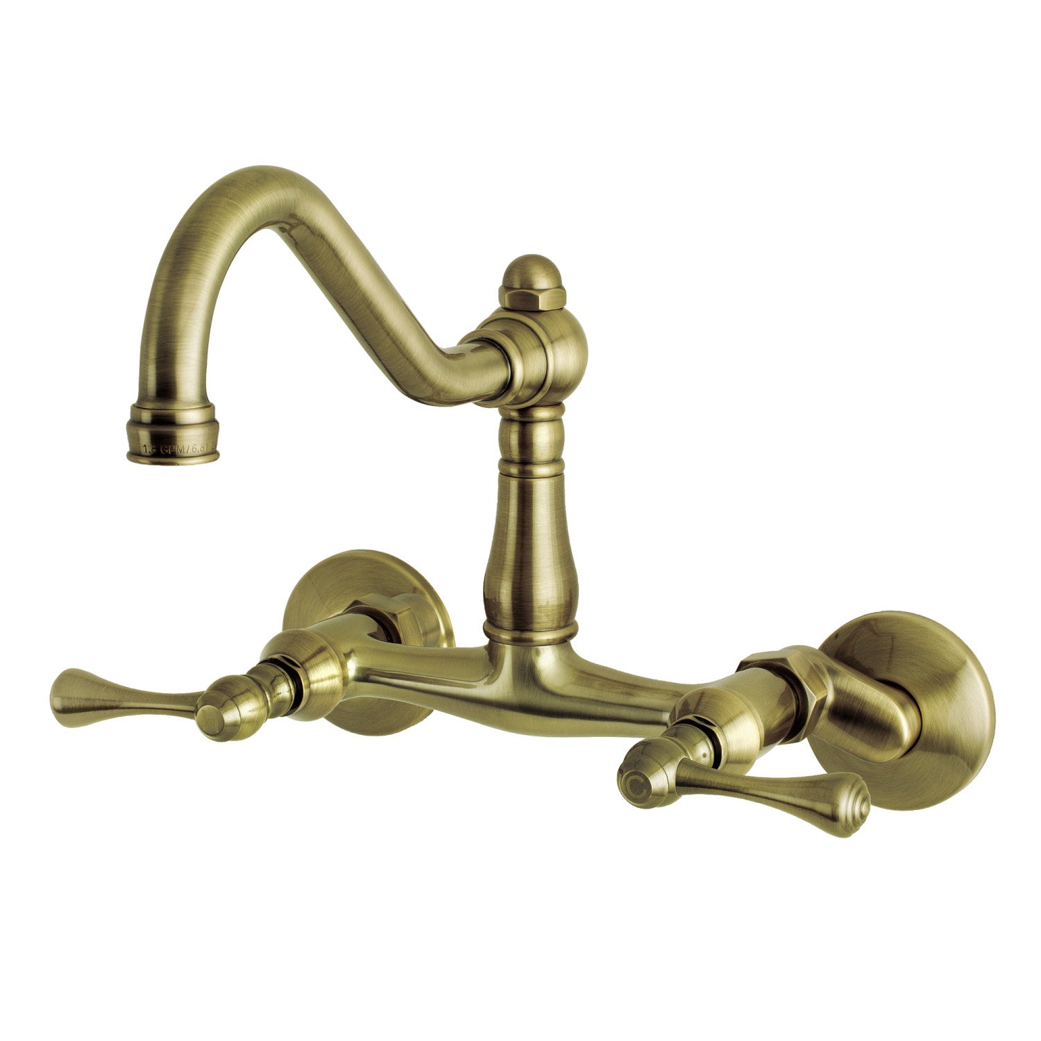 Kingston Heirloom KS3223BL - Robinet de cuisine à deux poignées 2 trous Wall Mount Bridge, laiton antique