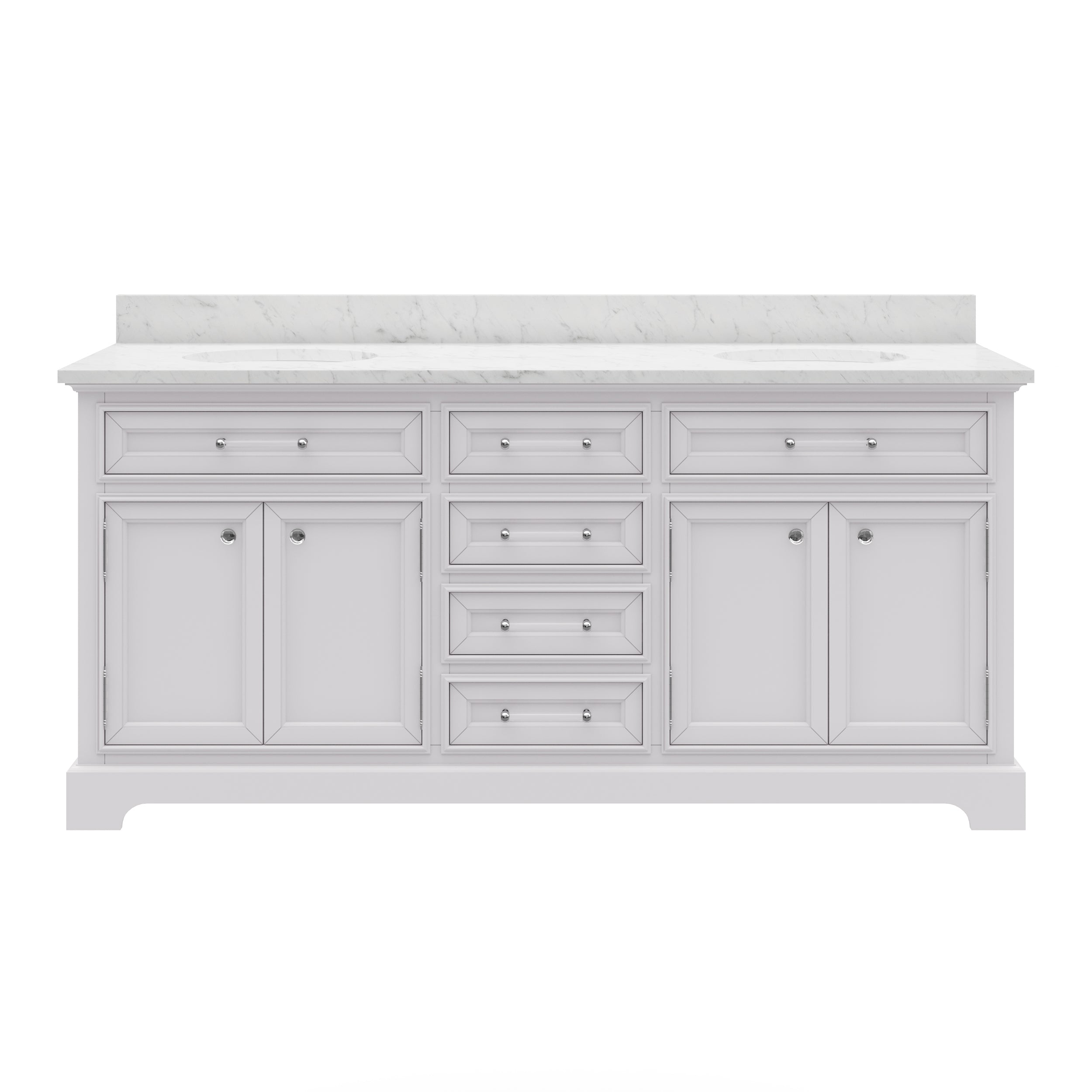 Kingston Luxe DE72CW01PW - 72 in. x 22 in. Bathroom Vanity Marble Top and White Basin, White