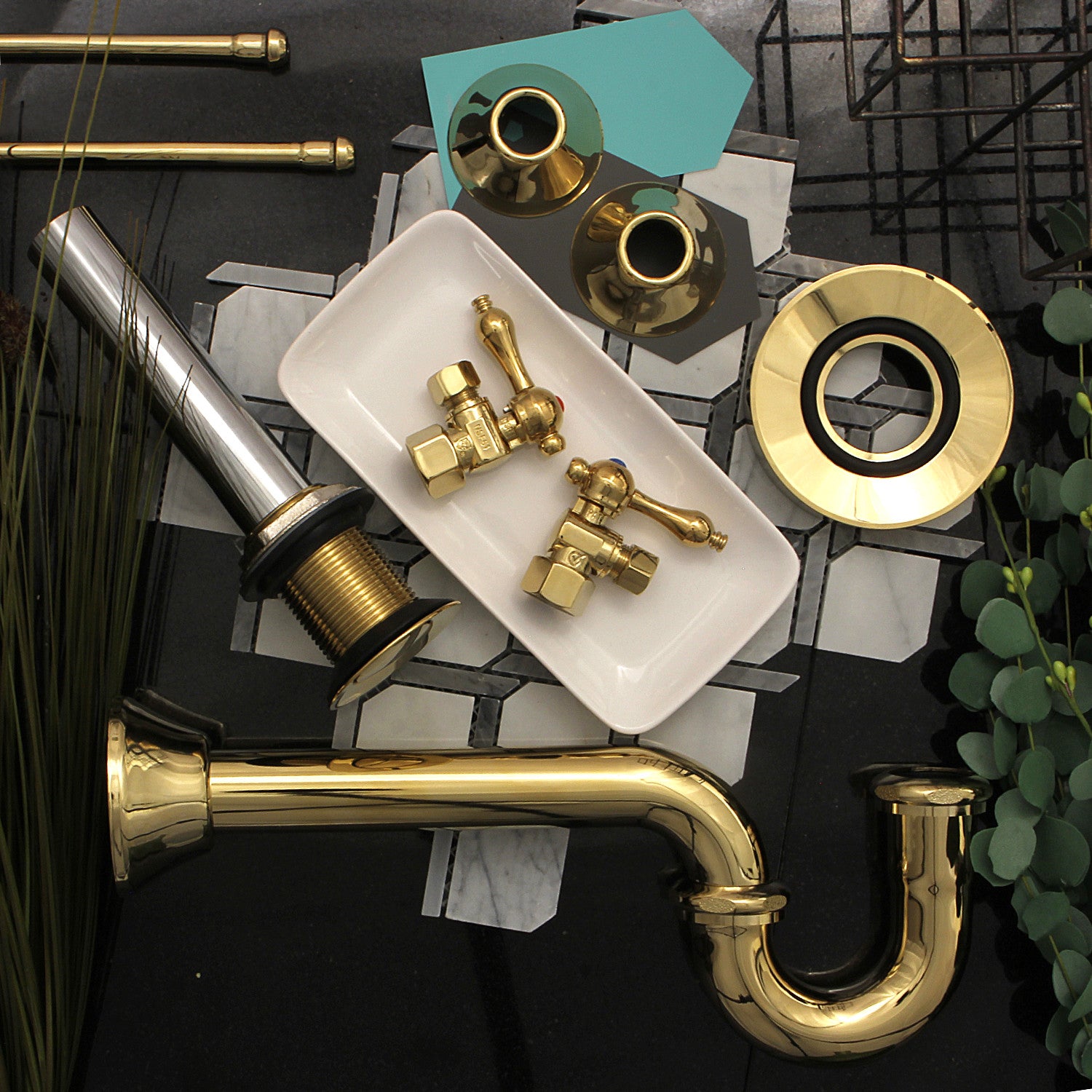 Kingston Trimscape EV8002 Brass Push Pop-Up Bathroom Sink Drain without Overflow, 22 Gauge, Polished Brass