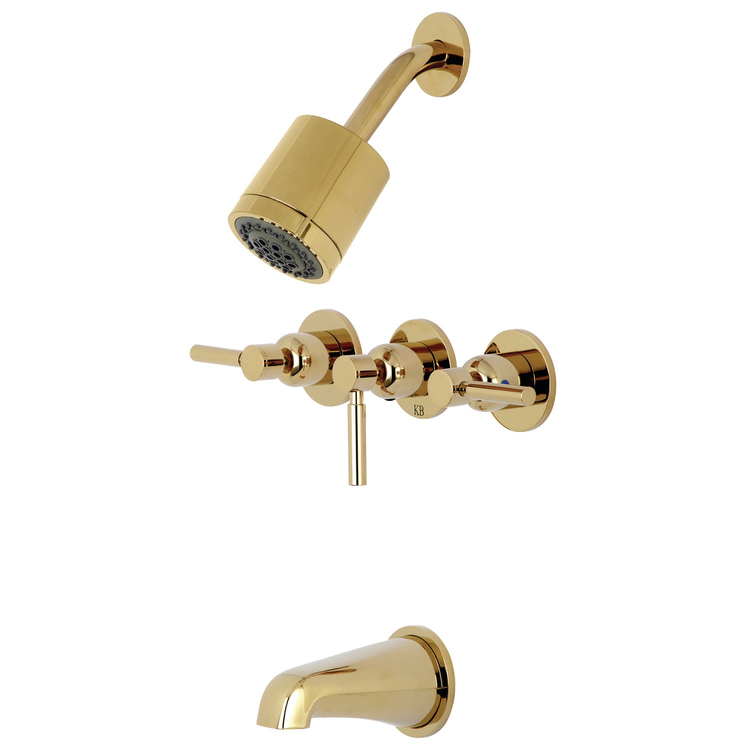 Kingston Sona KBX8132DL - Robinet de baignoire et de douche à triple poignée Concord, laiton poli