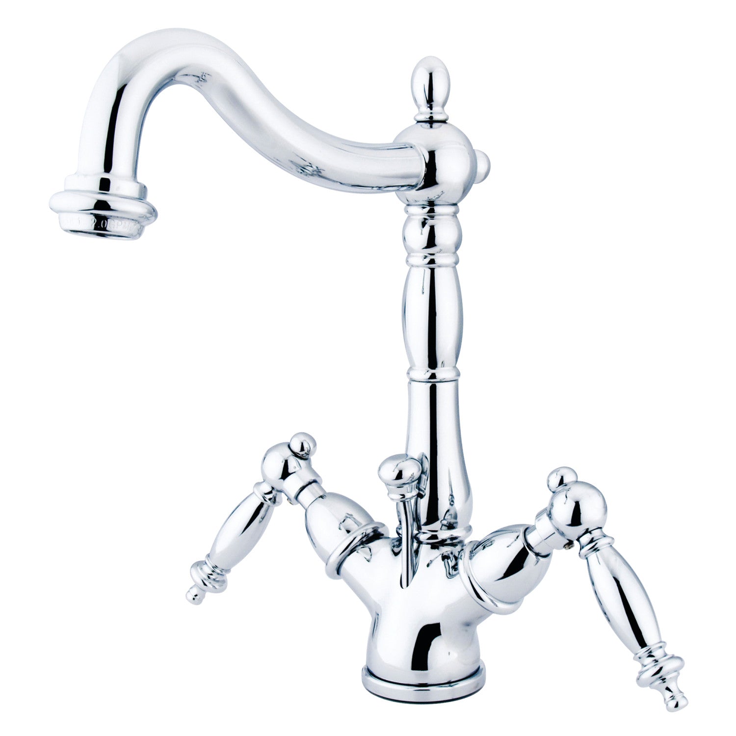 Kingston Heirloom KS1431TL - Heritage Double-Handle 1-or-3 Trou montage sur plage Robinet de salle de bain simple trou avec laiton à tirette, Chrome poli
