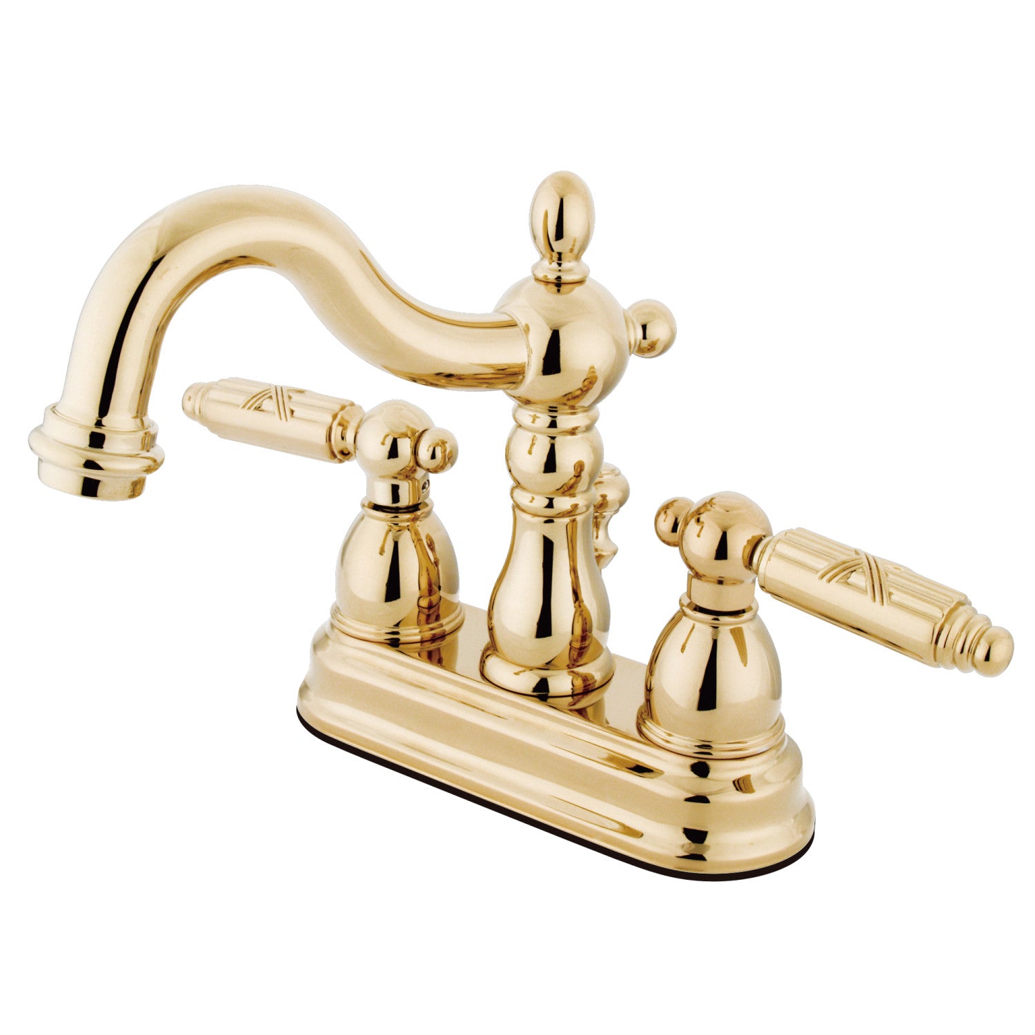 Kingston Heirloom KS1602GL - Heritage Double-Handle 3 trous montage sur plage 4-Inch Centerset Robinet de salle de bain avec laiton à tirette, laiton poli