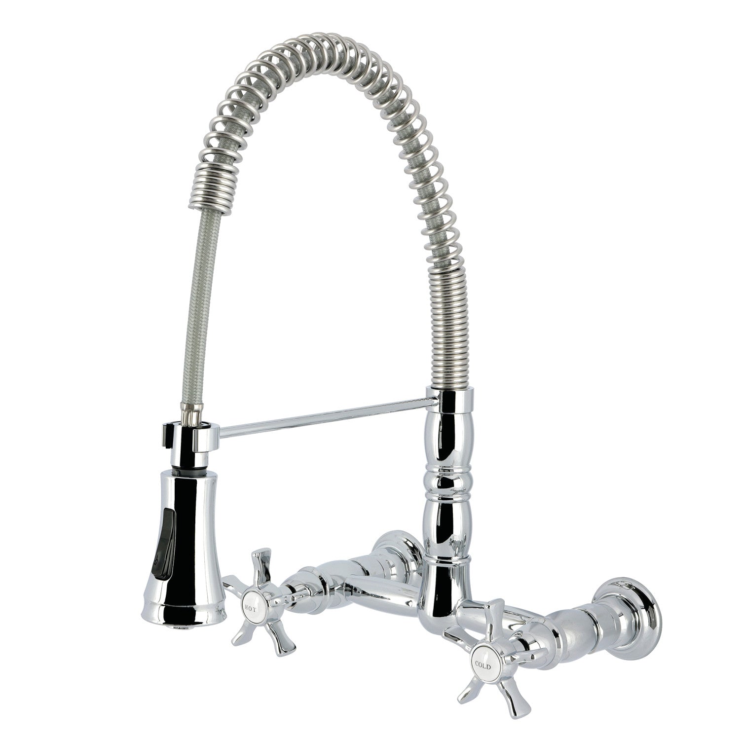 Kingston Tulare GS1241NX - Hamilton Double-Handle 2 trous Robinet de cuisine pré-rouleau, chrome poli