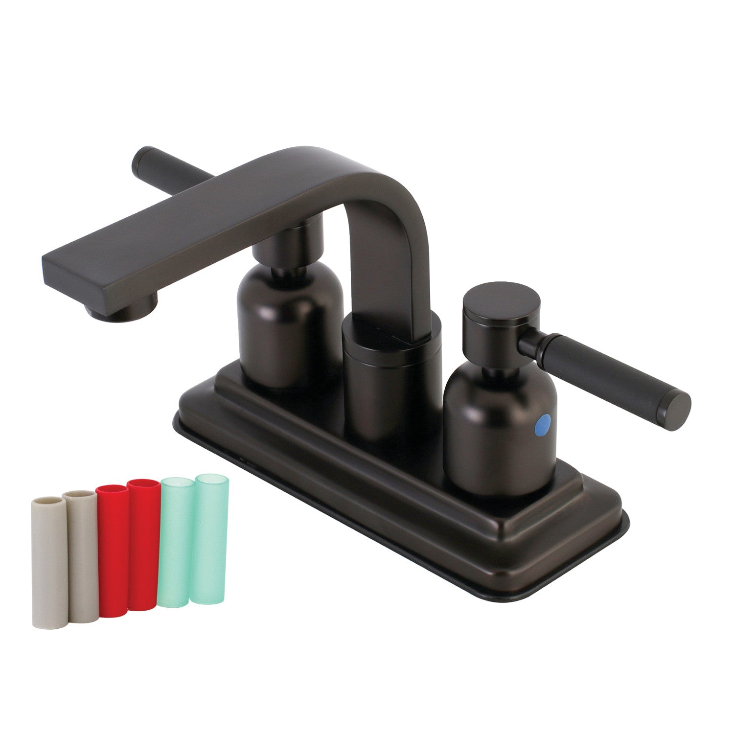 Kingston Kaiser KB8465DKL Double-Handle 3 trous montage sur plage 4-Inch Centerset Robinet de salle de bains avec Push-Up à tirette, huile frotté Bronze