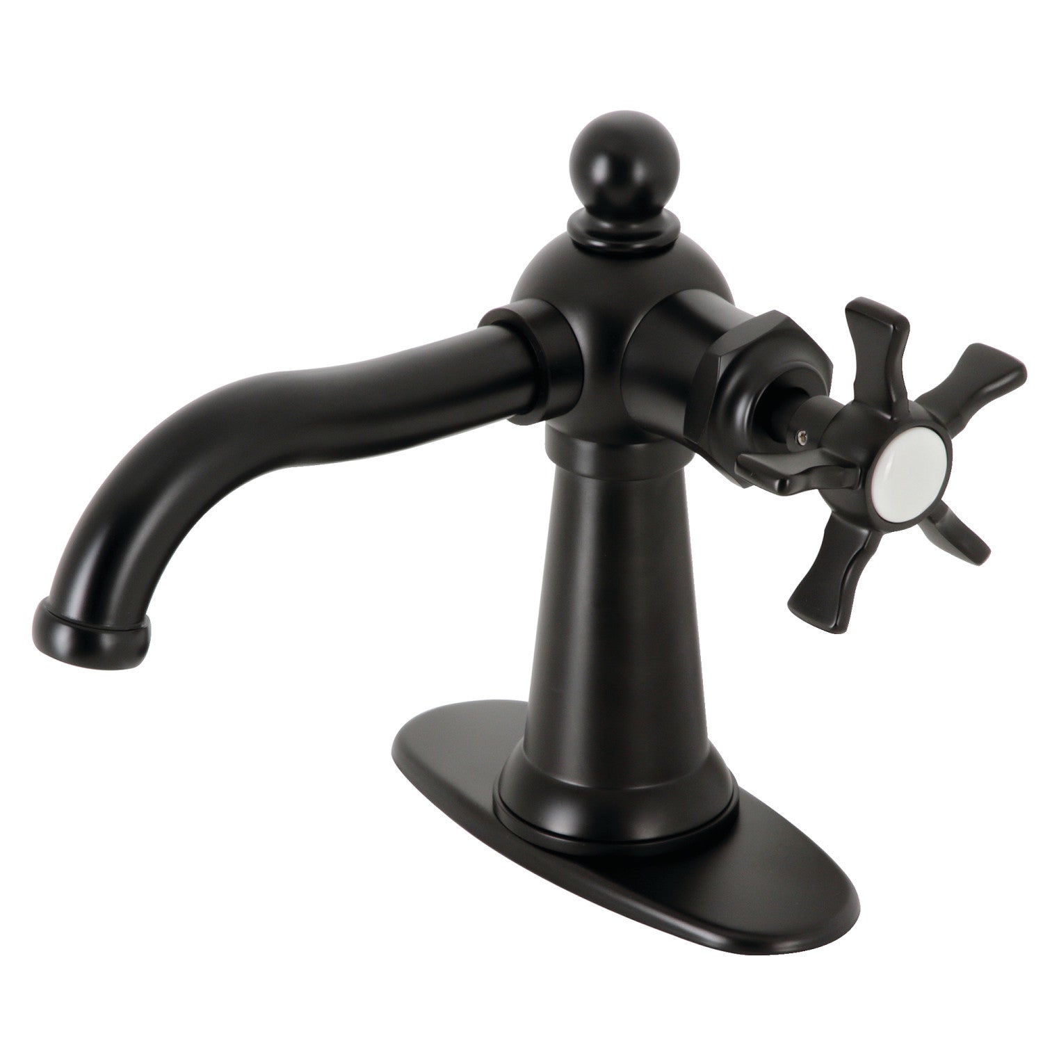 Kingston Heirloom KSD3540NX - Robinet de salle de bain à une poignée Hamilton 1 trou avec plaque de pont et bonde à tirette, noir mat