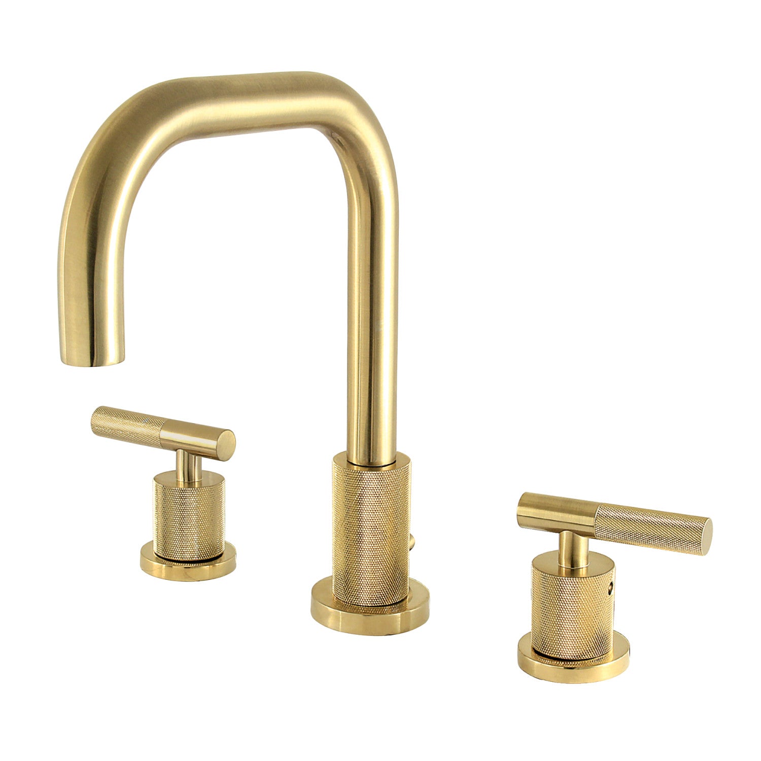 Kingston Sona FSC8933KNL - Robinet de salle de bains polyvalent à deux poignées convergentes 3 trous avec poignée moletée et à tirette en laiton brossé