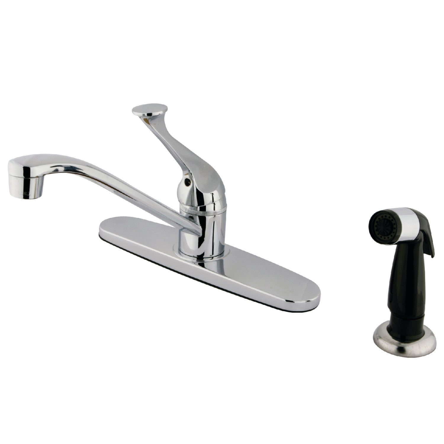 Kingston Tulare KB572 - Robinet de cuisine central à une poignée Chatham 4 trous 8" avec pulvérisateur latéral, chrome poli
