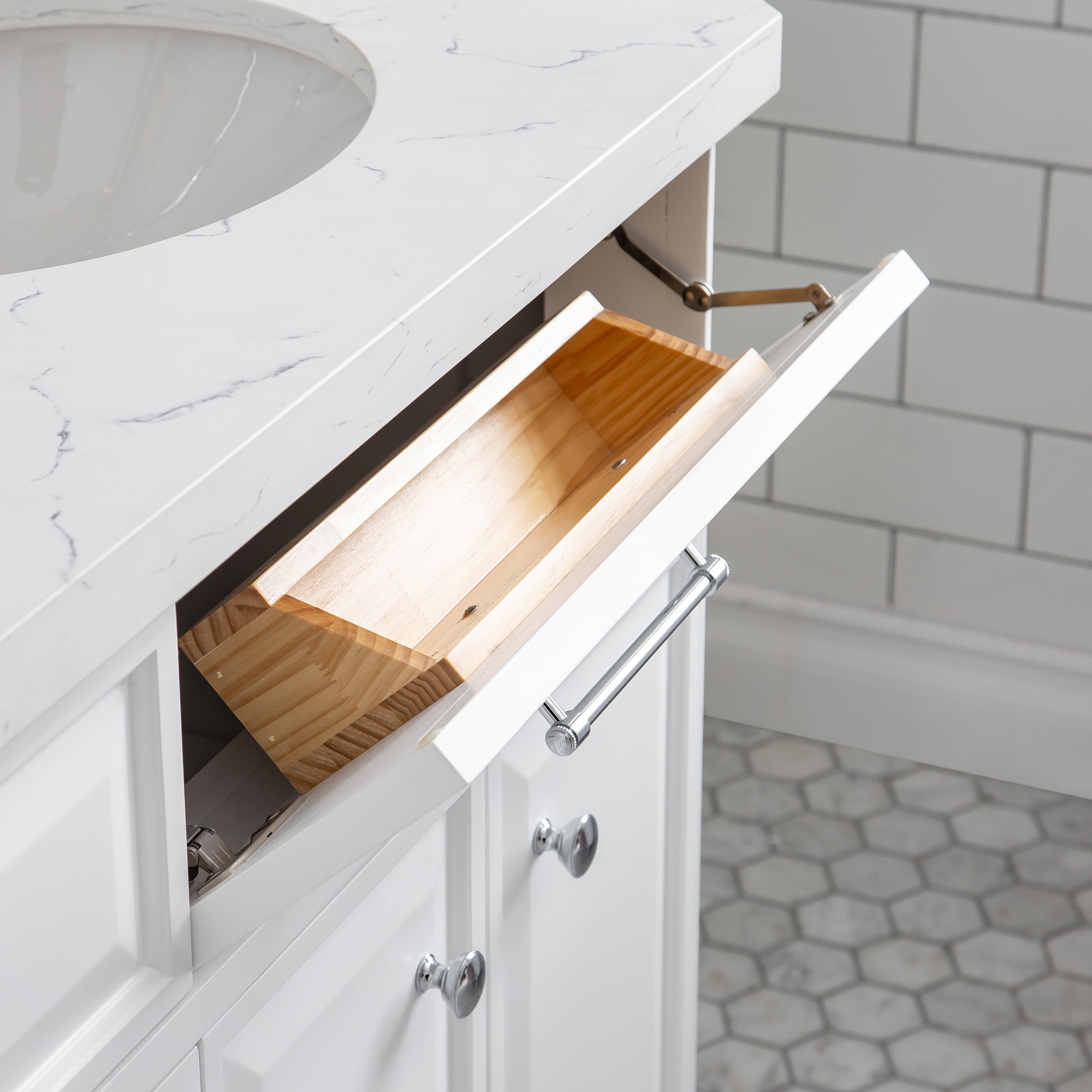 Kingston Luxe PA72QZ01PW - 72 in. x 22 in. Bathroom Vanity Quartz Top and White Basin, Pure White