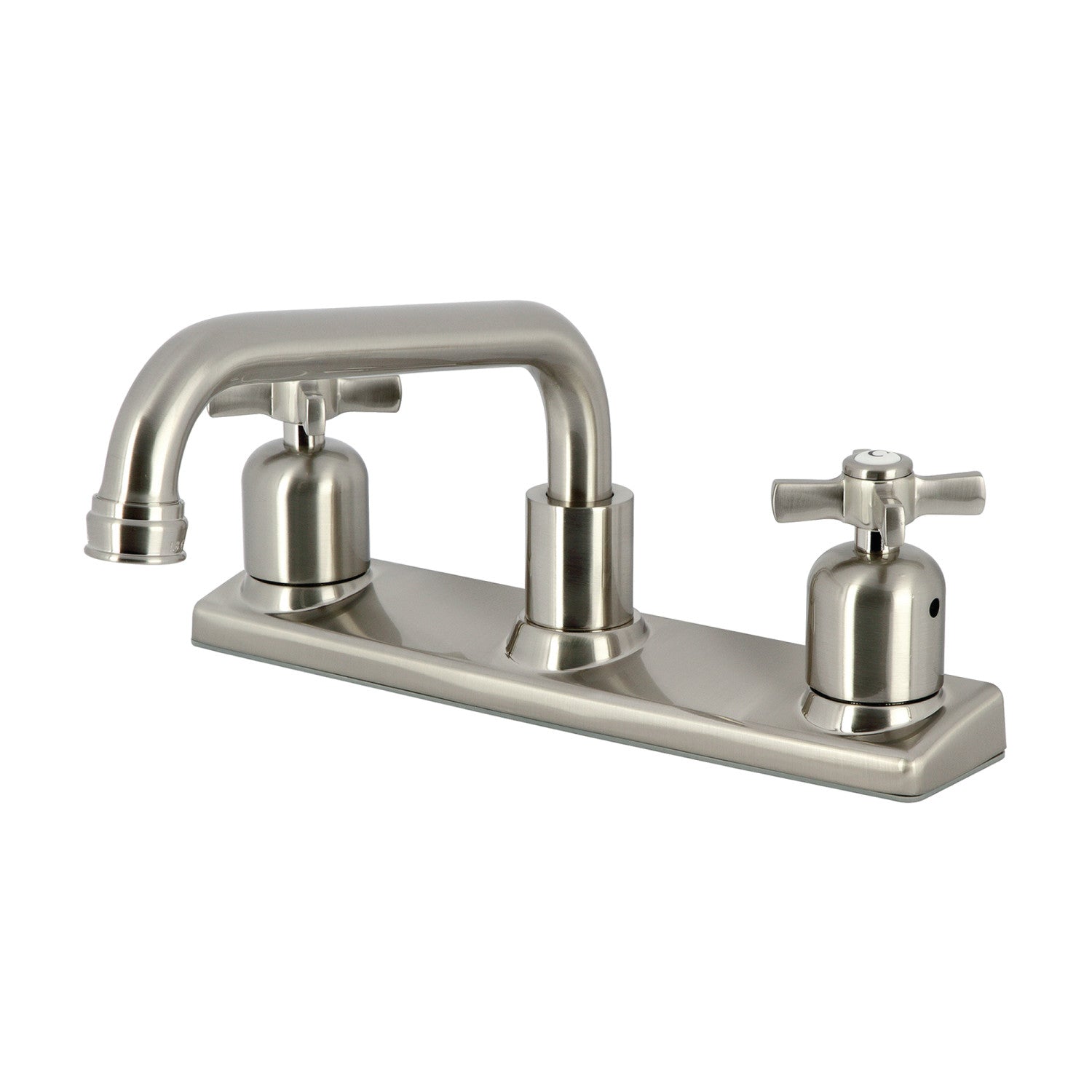 Kingston Tulare FB2138ZX - Robinet de cuisine à deux poignées Millennium 2 trous 8", Nickel brossé