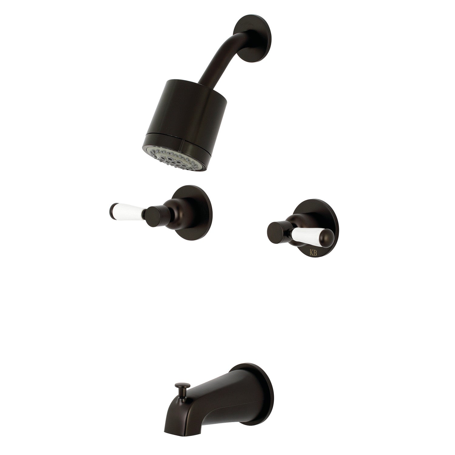 Kingston Tulare KBX8145DPL - Robinet de douche et baignoire à double poignée à Paris, bronze huilé