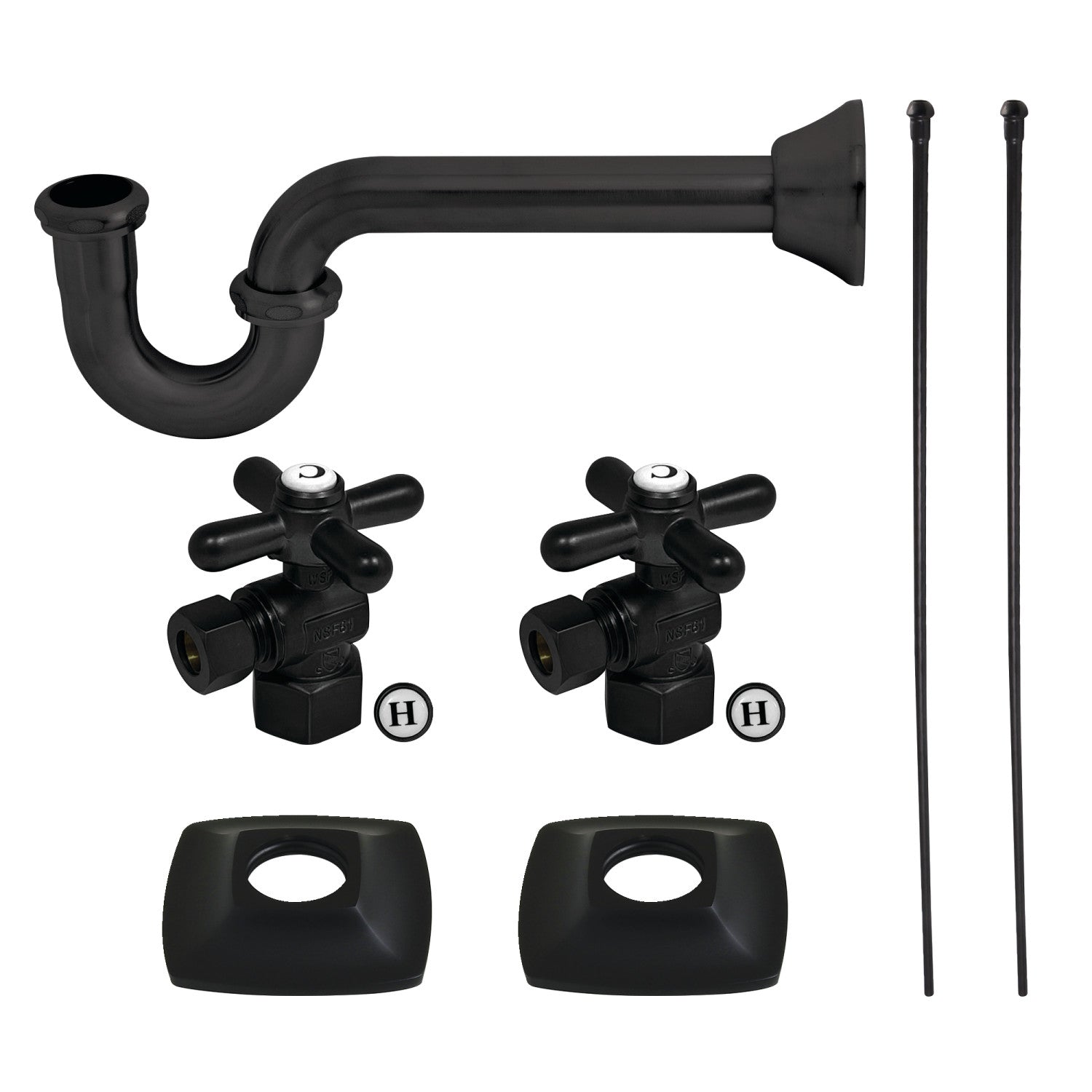 Kingston Tulare KPK110P0 - Gehry Modern Plumbing Sink Trim Kit with P-Trap, Matte Black