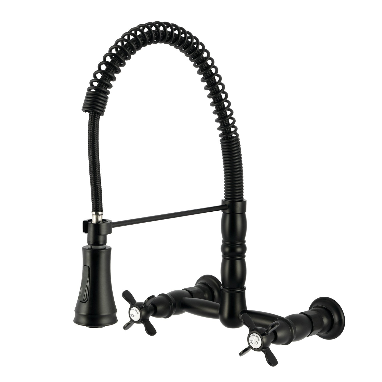Kingston Tulare GS1240BEX - Essex Double-Handle 2 trous Robinet de cuisine pré-rouleau, noir mat