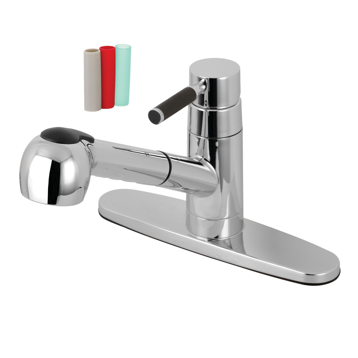 Kingston Tulare GSC881DKLSP - Kaiser monomanche 1-or-3 Trou montage sur plage extractible Pulvérisateur Robinet de cuisine, Chrome poli