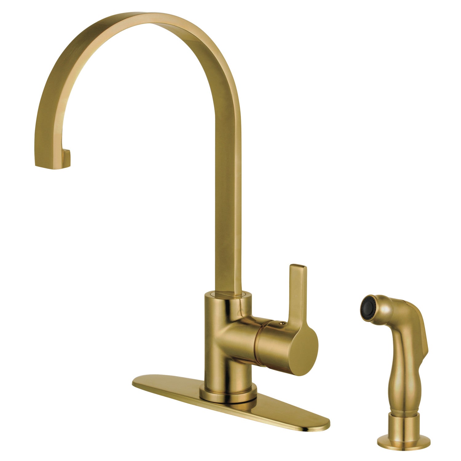 Kingston Sona LS8713CTLSP - Robinet de cuisine monomanche continental 2 trous avec pulvérisateur latéral, laiton brossé