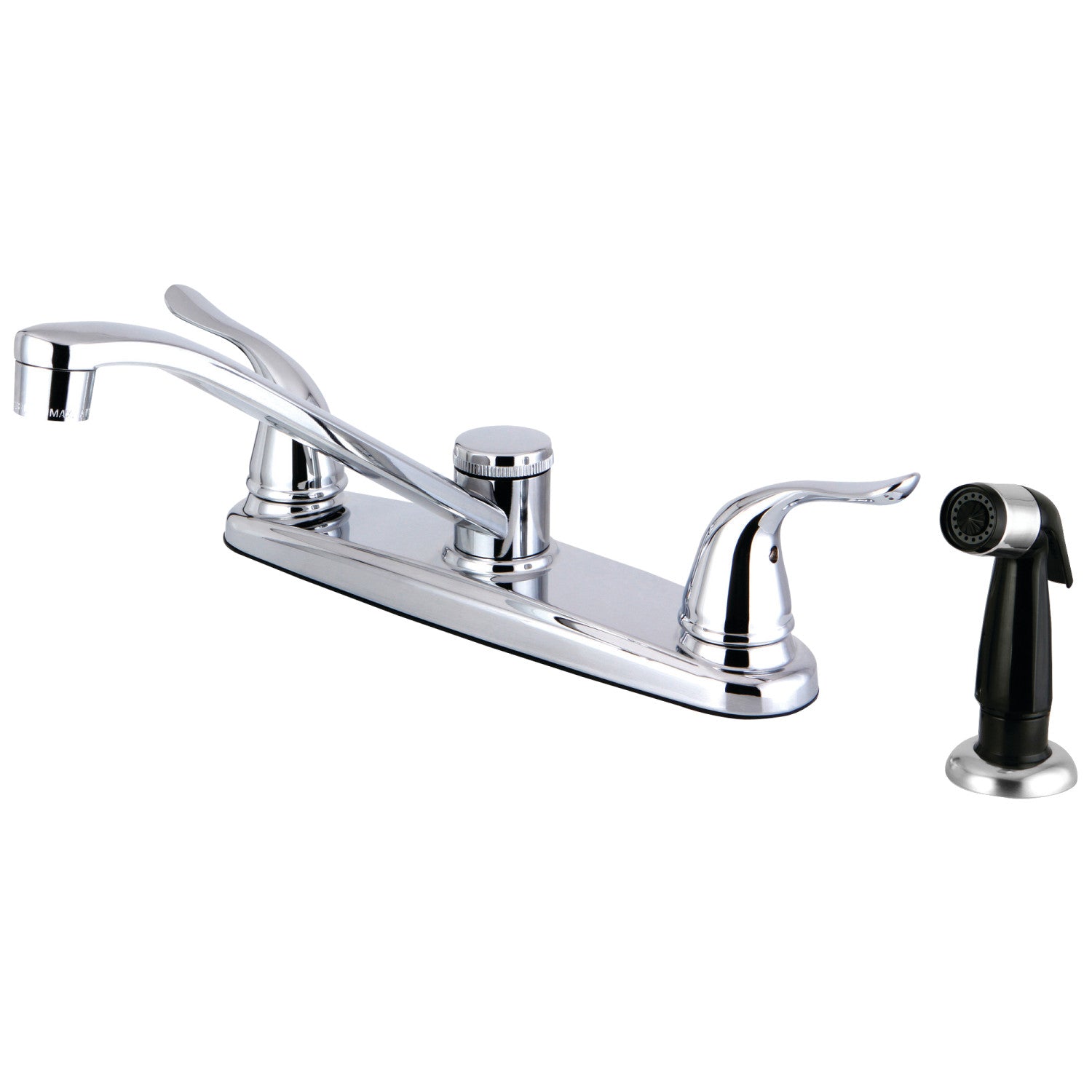 Kingston Yosemite FB2271YL Robinet de cuisine à deux poignées 4 trous 8" Centerset avec pulvérisateur latéral, chrome poli