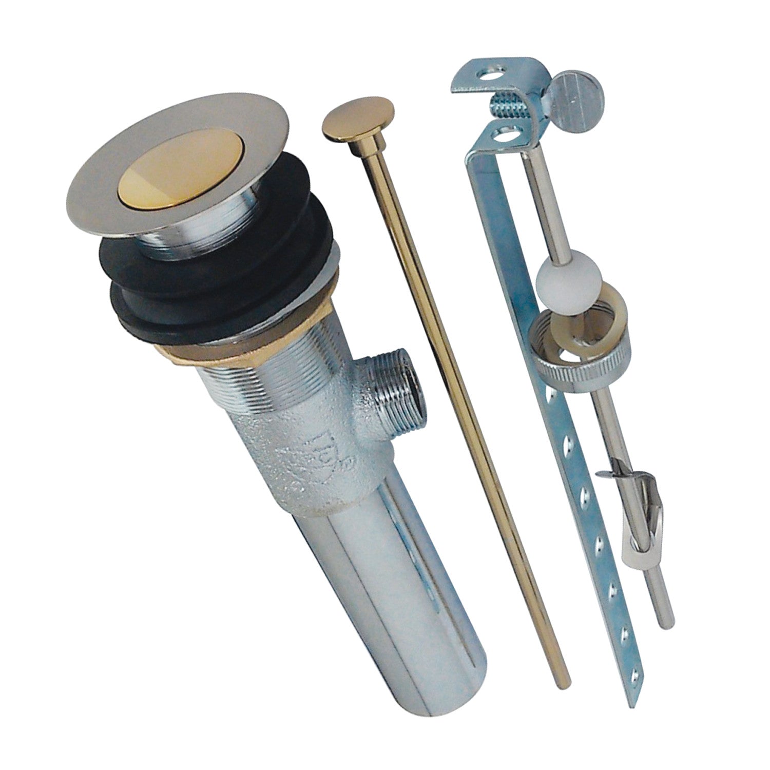 Kingston Trimscape KB1009 Brass Pop-Up Bathroom Sink Drain with Overflow, 22 Gauge, Brushed Nickel/Polished Brass