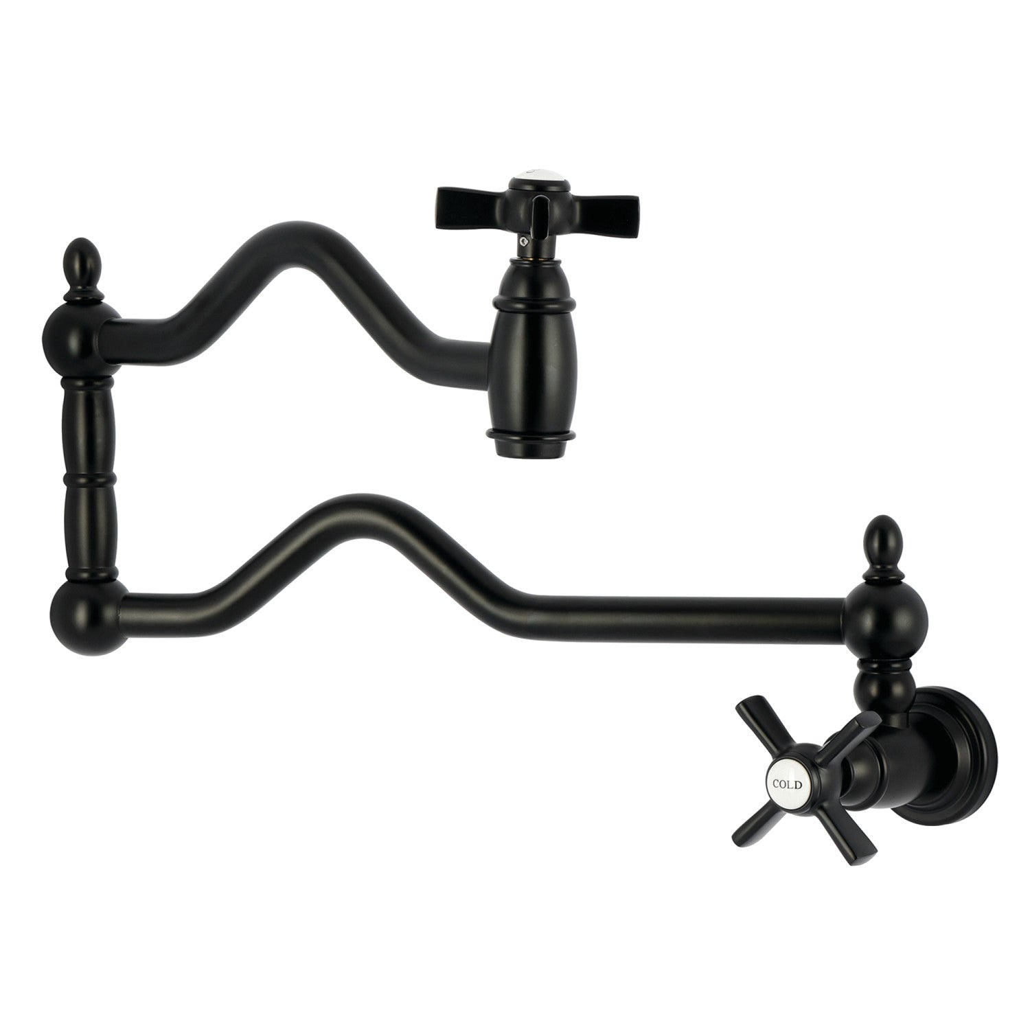Kingston Tulare KS2100ZX - Robinet de remplissage pour pot à montage mural bimanche Millennium 1 trou, noir mat