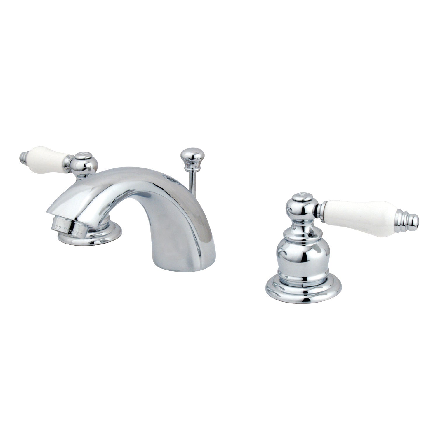 Kingston Heirloom KB951PL - Victorian à deux poignées 3 trous montage sur plage Mini-Widespread Robinet de salle de bain avec drain à tirette, chrome poli