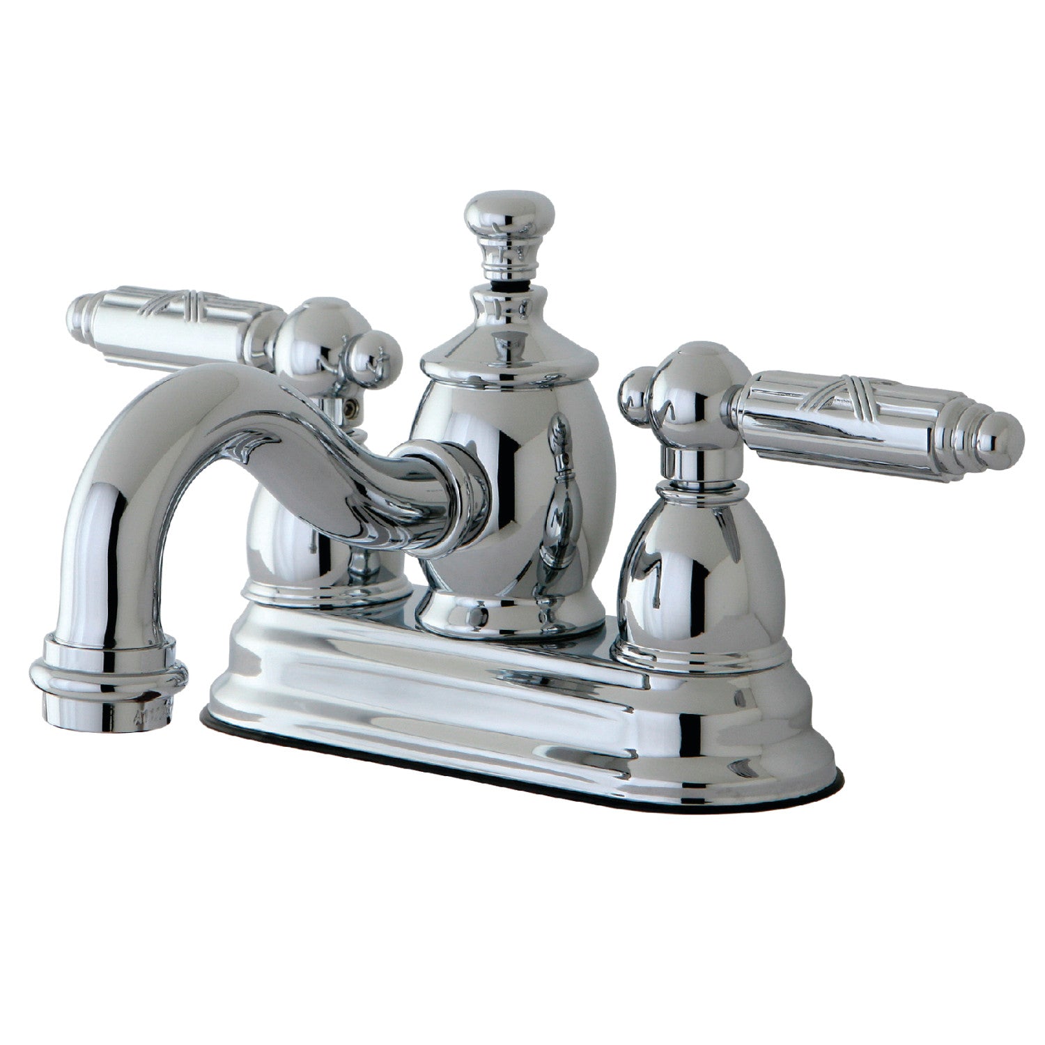 Kingston Heirloom KS7101GL - Georgian Double-Handle 3 trous montage sur plage 4-Inch Centerset Robinet de salle de bains avec laiton à tirette, Chrome poli