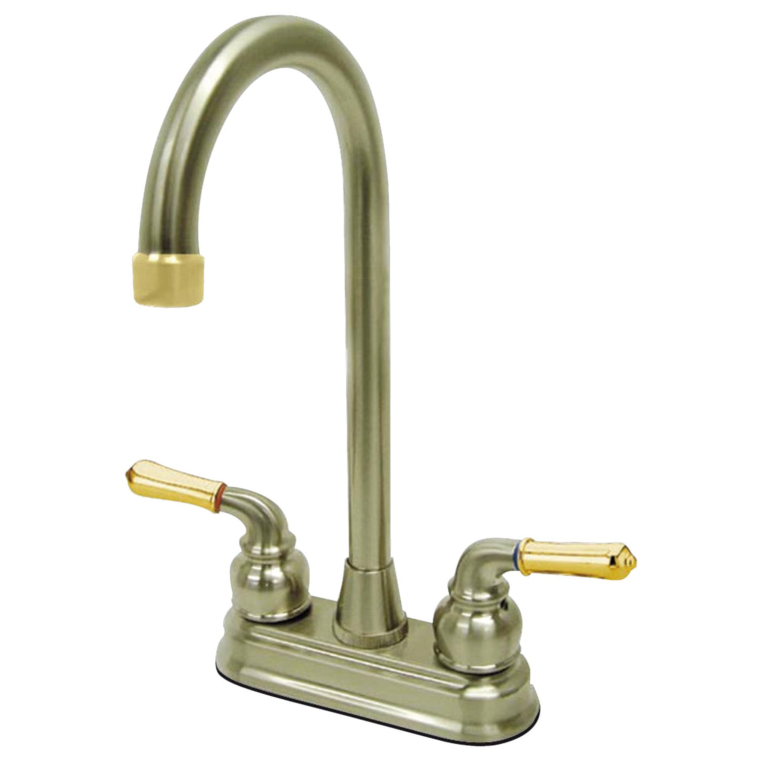 Kingston Tulare KB499 - Robinet de bar à deux poignées 2 trous, Nickel brossé/Laiton poli