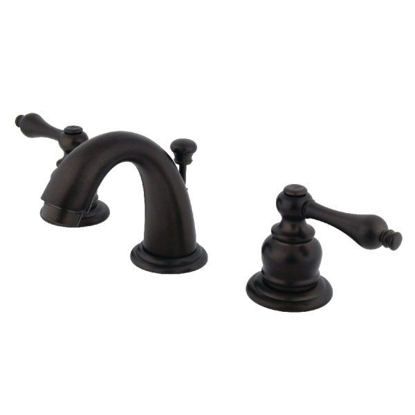 Kingston Heirloom KB915AL - Victorian à deux poignées 3 trous montage sur plage Robinet de salle de bain à entraxe large avec drain à tirette, huile frotté Bronze
