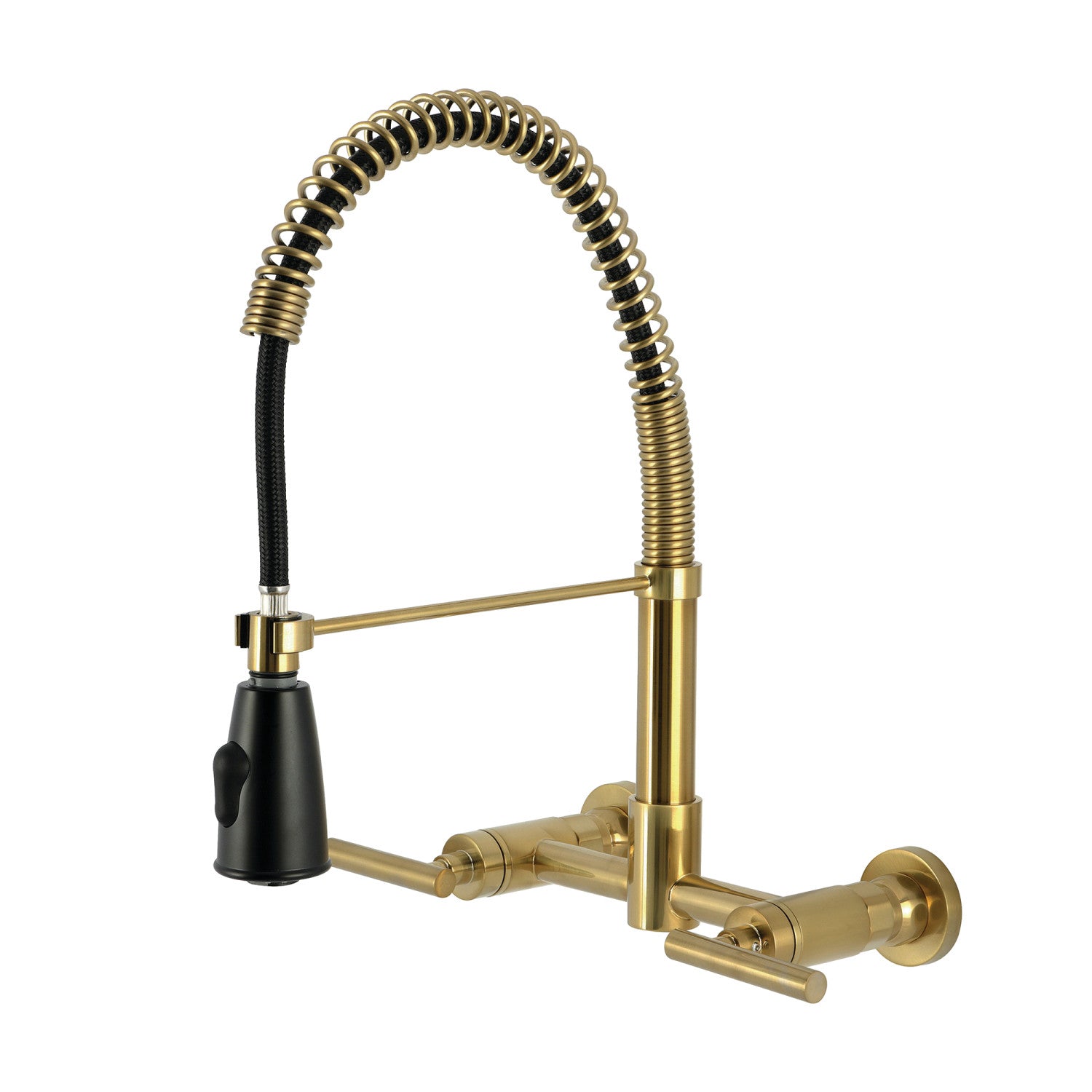 Kingston Sona GS8287CML - Robinet de cuisine à double poignée 2 trous pré-rouleau, laiton brossé