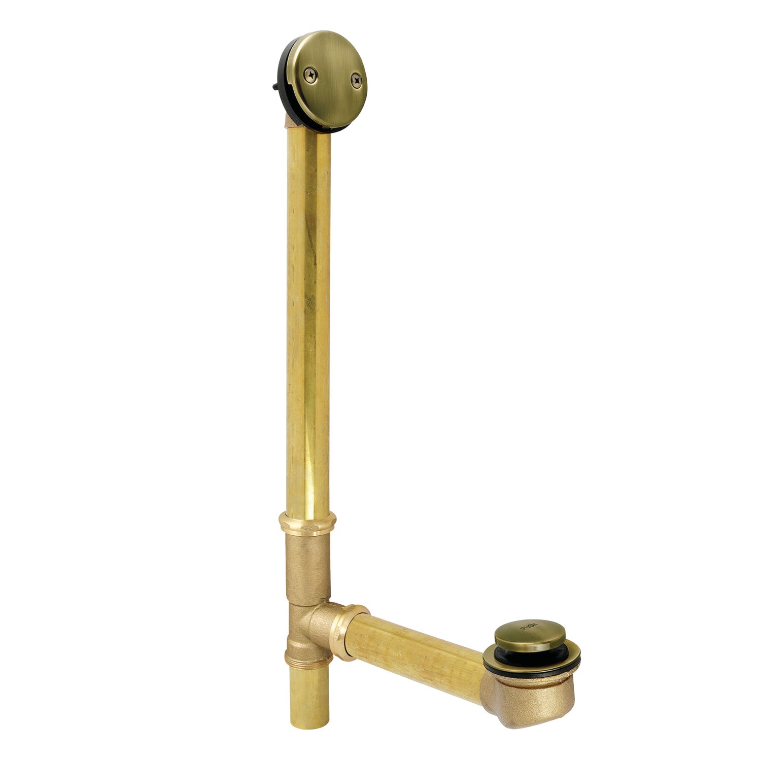 Kingston Tulare DTT2163 - Made To Match 21-Inch Brass Toe Touch Tub Waste and Overflow, Antique Brass