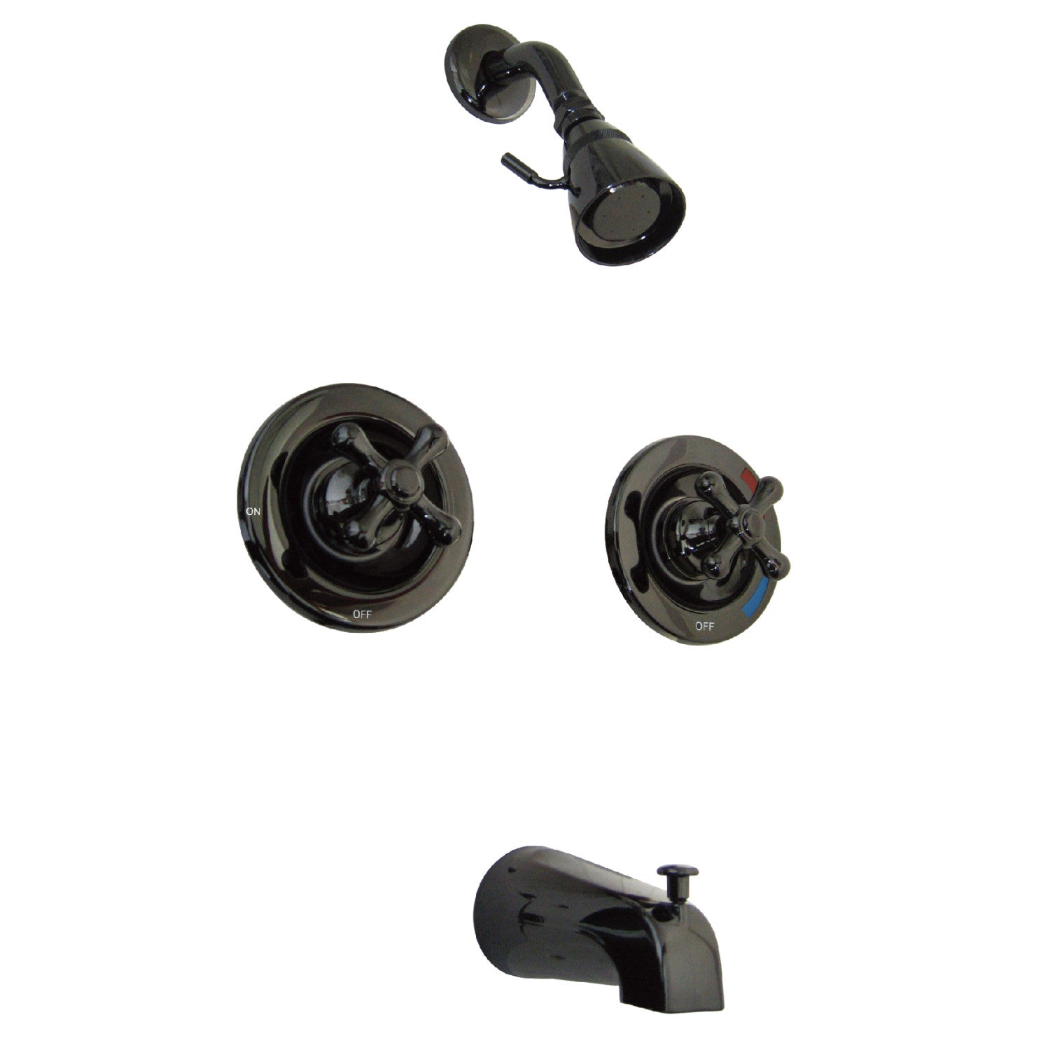 Kingston Heirloom NB660AX - Robinet de baignoire et de douche à double poignée Water Onyx, acier inoxydable noir