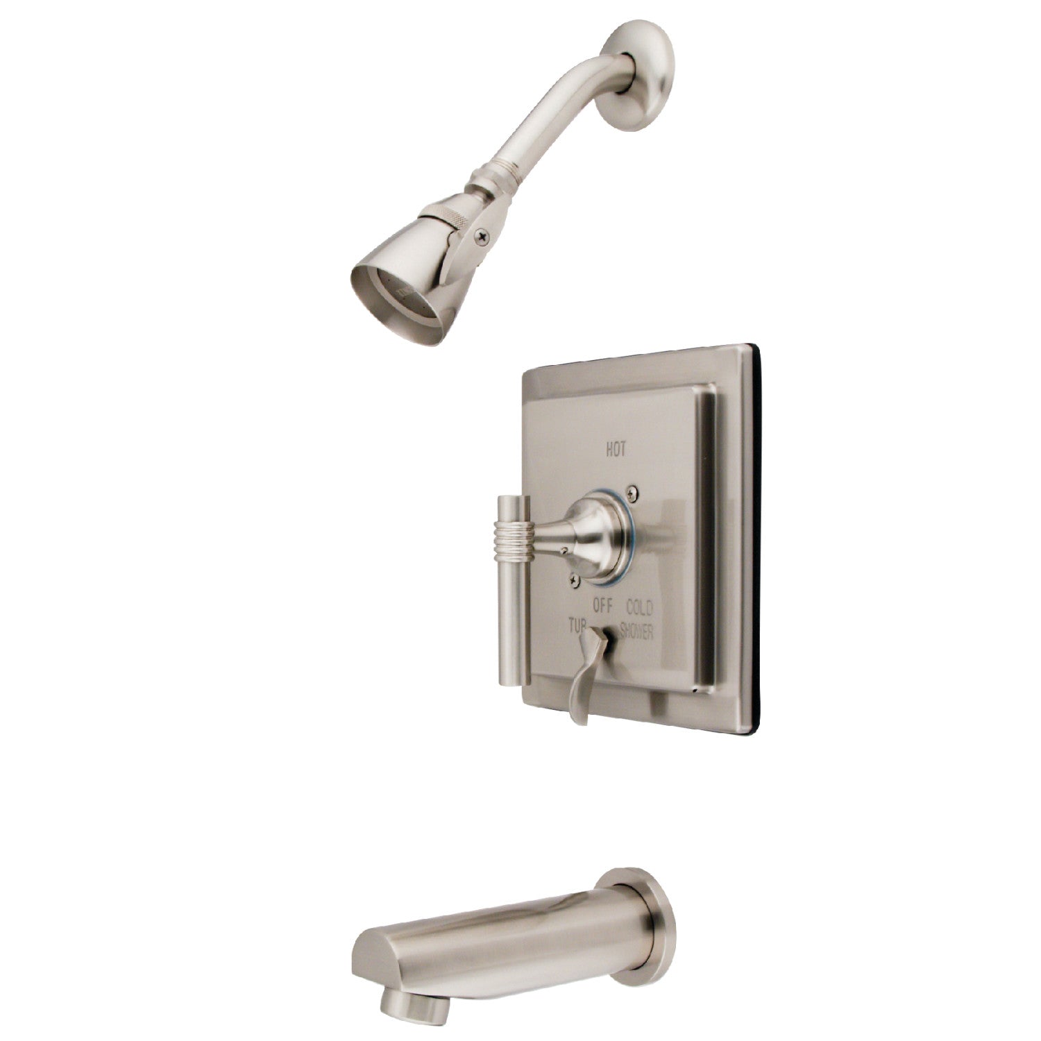 Kingston Tulare KB86580ML - Robinet de baignoire et de douche à une poignée Milano, nickel brossé