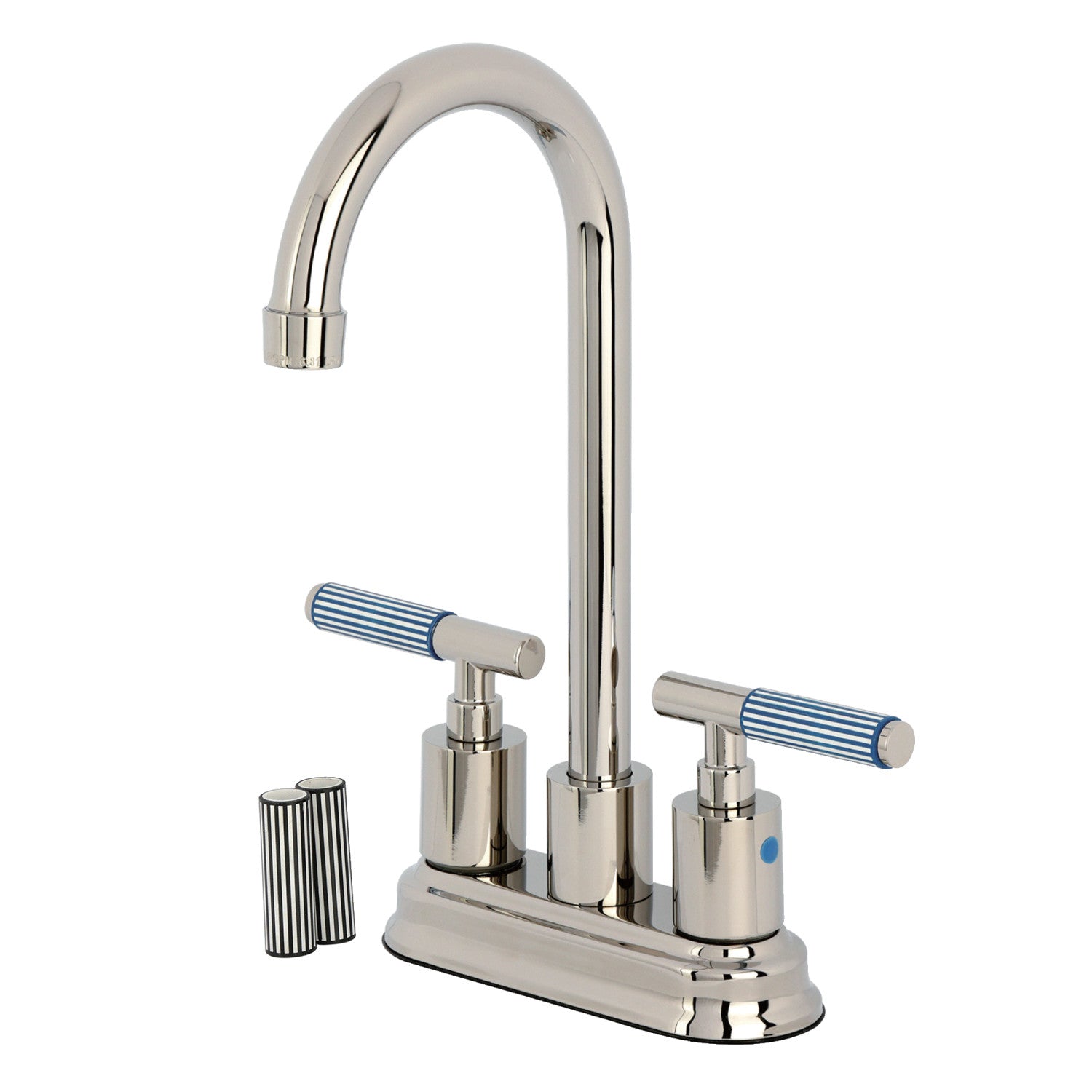 Kingston Sona KB8496KPS - Robinet de bar à double poignée 4-Inch, nickel poli