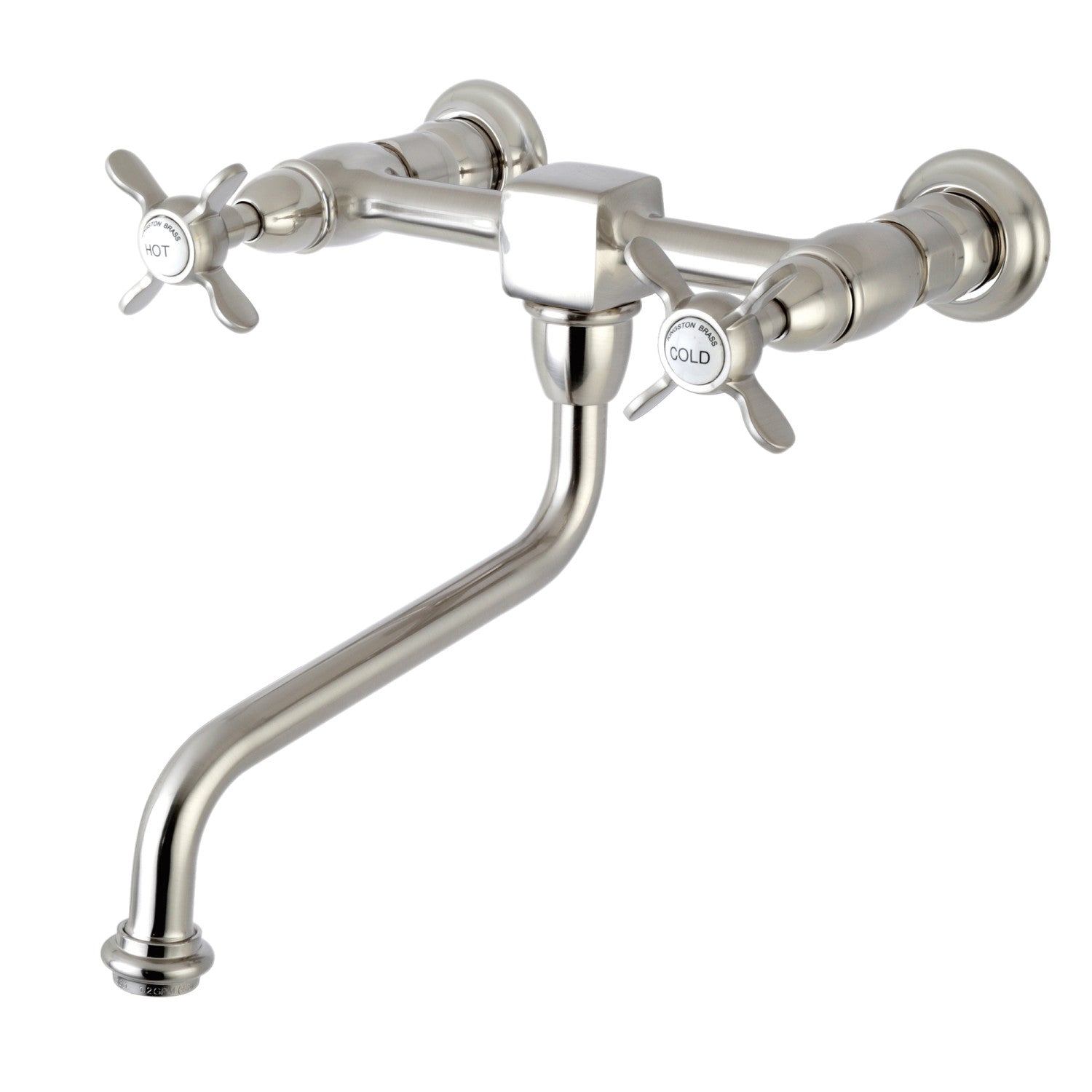 Kingston Heirloom KS1218BEX - Essex Double-Handle 2 trous Robinet de salle de bains mural, Nickel brossé