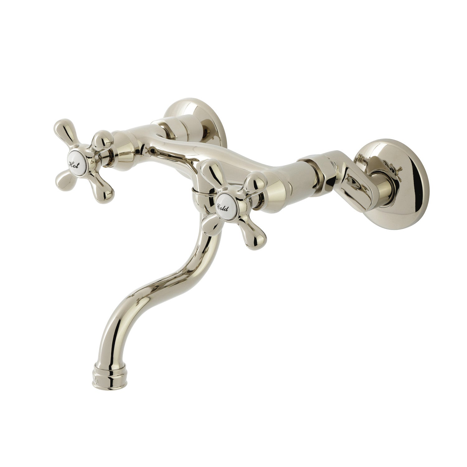 Kingston Heirloom KS2116AX - Kingston Double-Handle 2 trous Robinet de salle de bains mural, nickel poli
