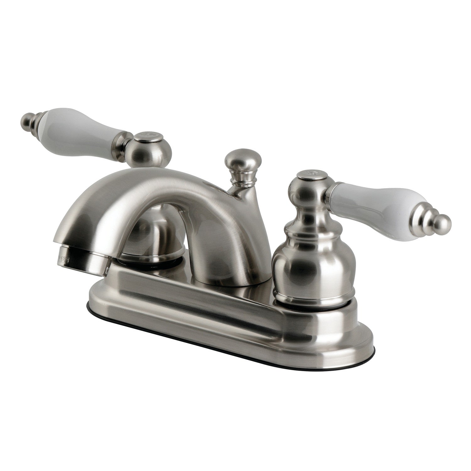 Kingston Heirloom GKB2608PL - Vintage Double-Handle 3 trous montage sur plage 4-Inch Centerset Robinet de salle de bains avec drain à tirette, Nickel brossé