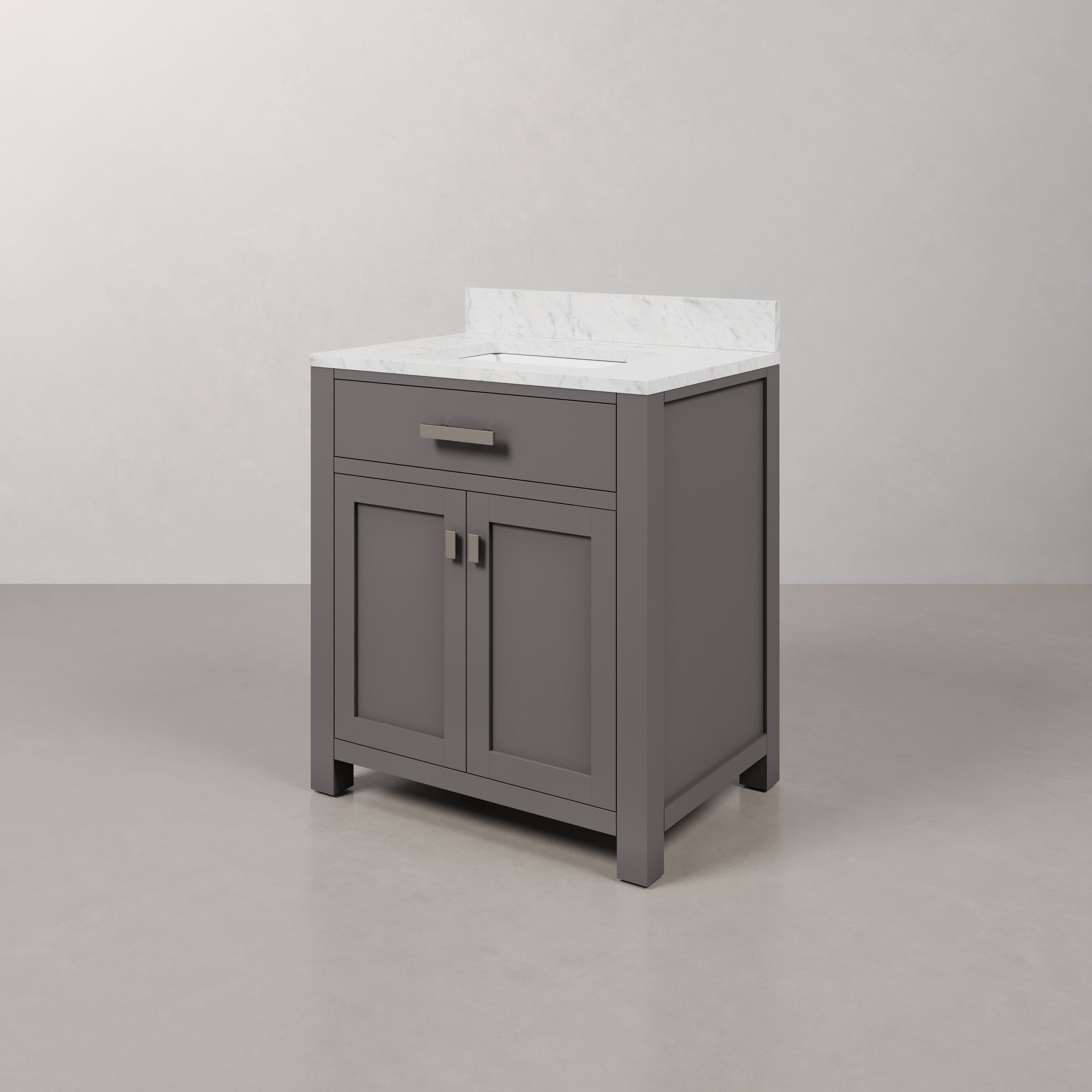 Kingston Luxe MS30CW01CG - 30 in. x 21 in. Bathroom Vanity Marble Top in Carrara White, Cashmere Grey