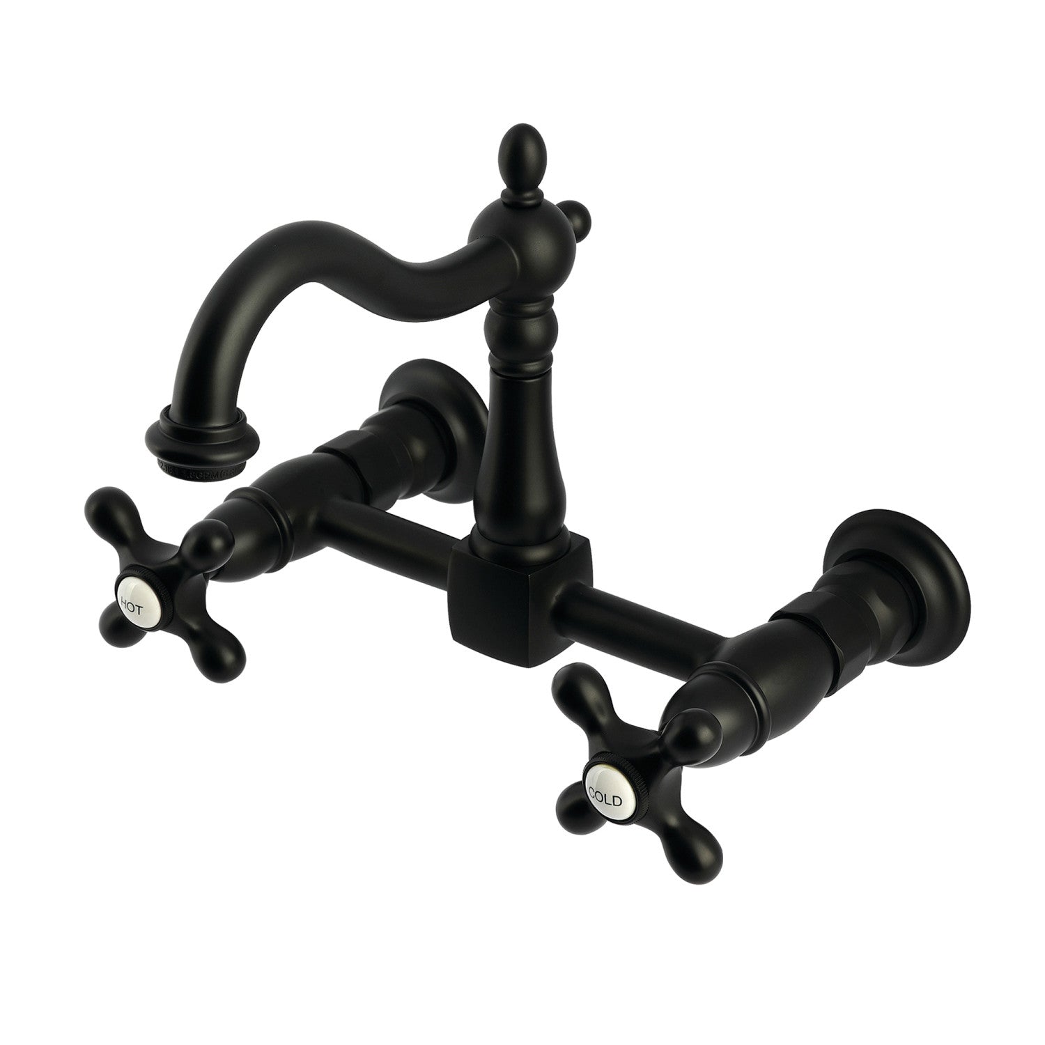Kingston Heirloom KS1260AX - Robinet de cuisine à deux poignées Heritage 2 trous, noir mat