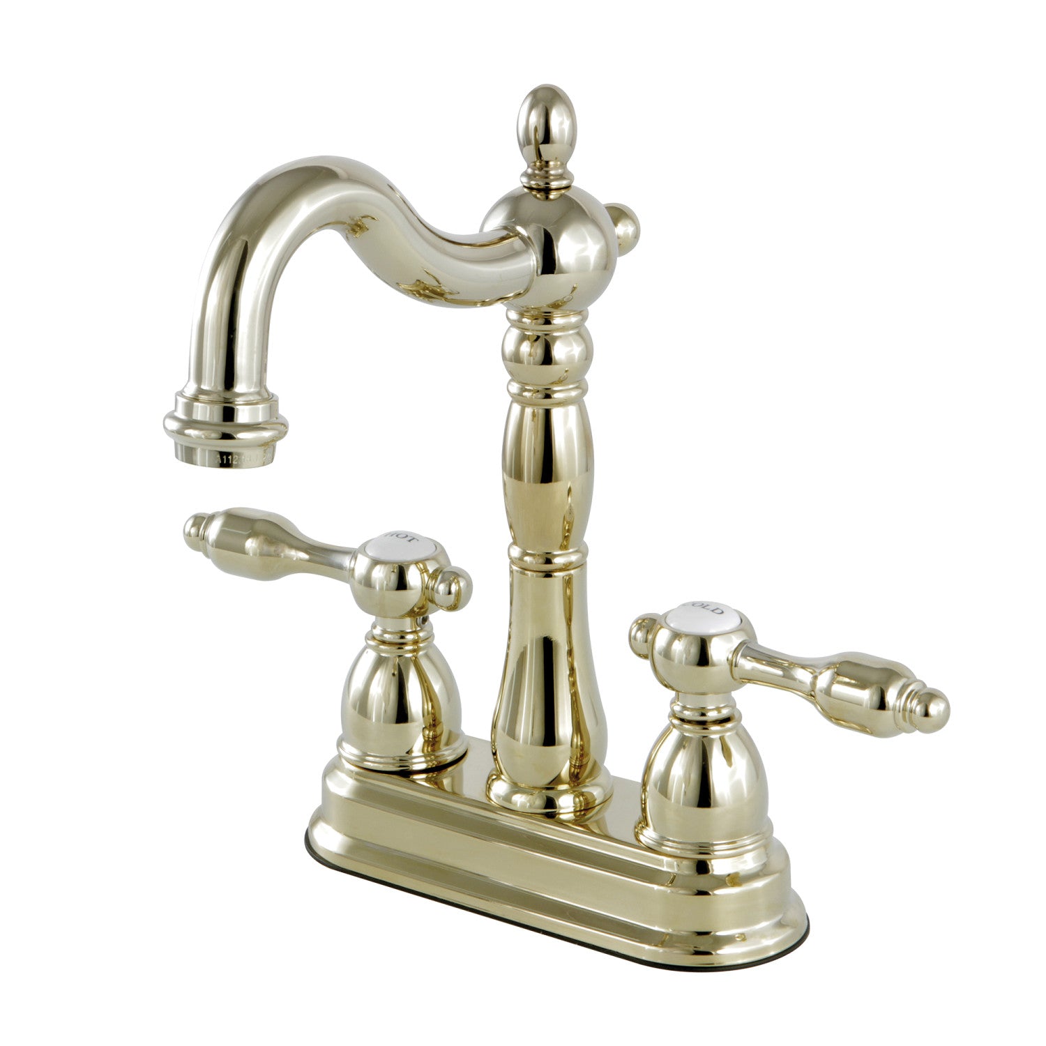 Kingston Heirloom KB1492TAL - Robinet de bar à deux poignées Tudor 2 trous, laiton poli