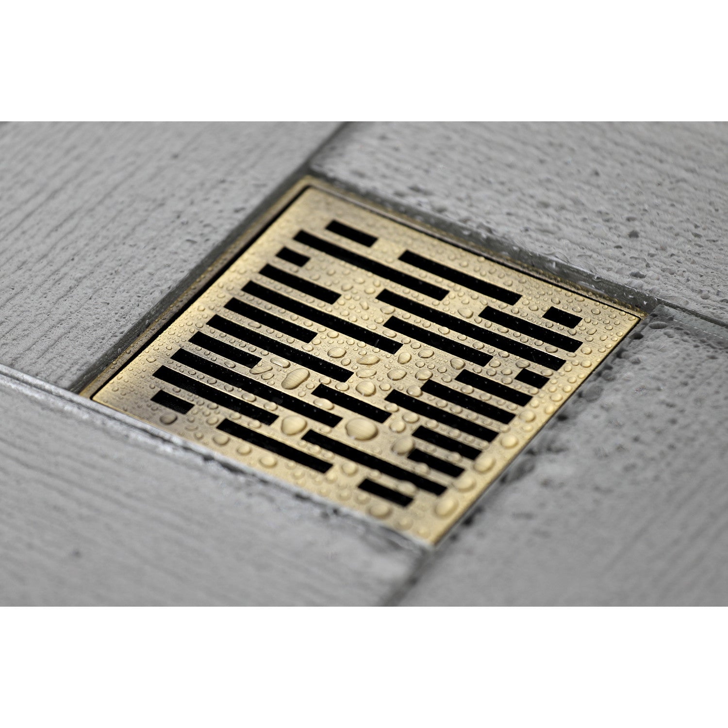 Kingston Watercourse BSF6310AB 4-Inch Brass Square Grid Shower Drain with Hair Strainer, Antique Brass