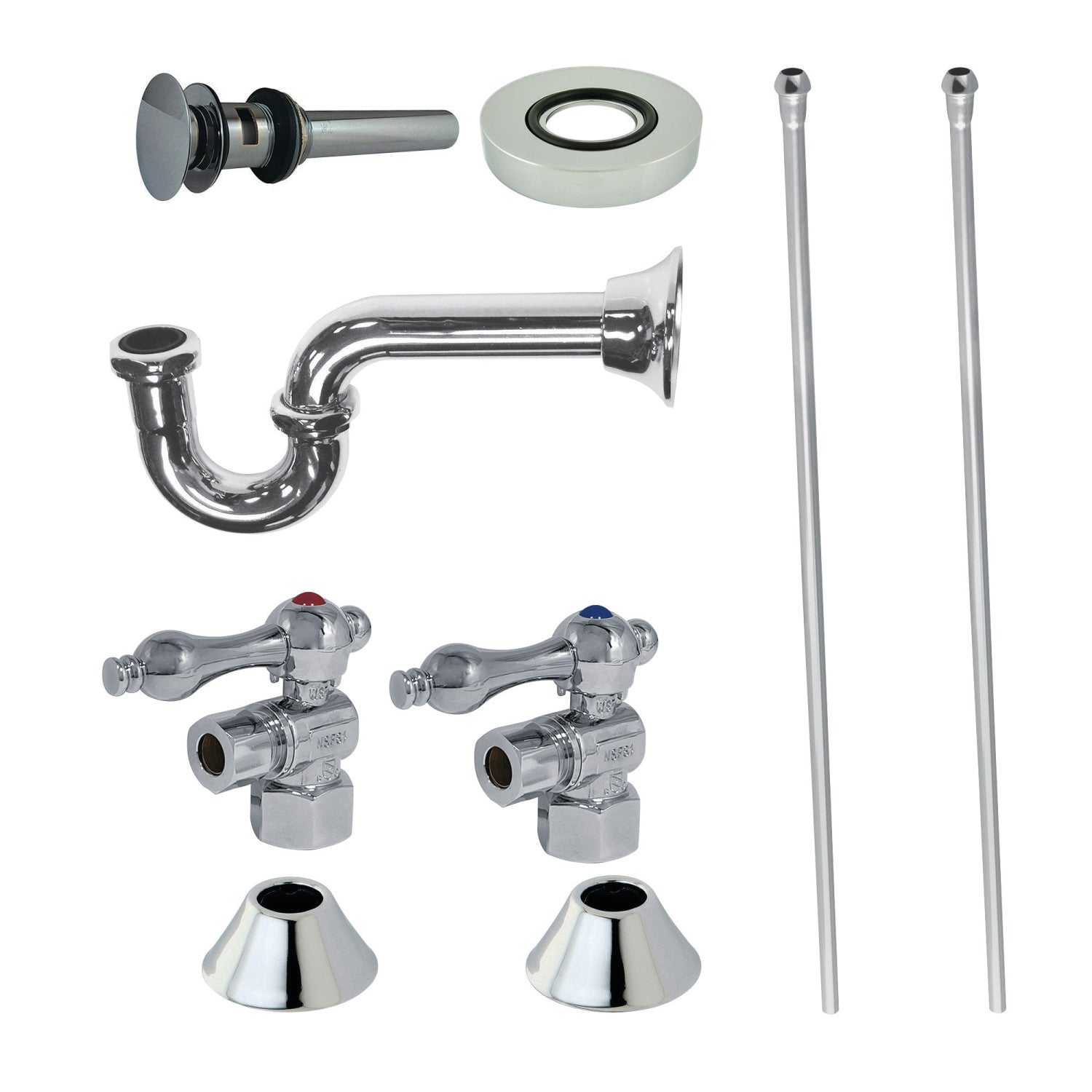 Kingston Heirloom CC43101VOKB30 - Trimscape Traditional Plumbing Sink Trim Kit with P-Trap and Overflow Drain, Polished Chrome