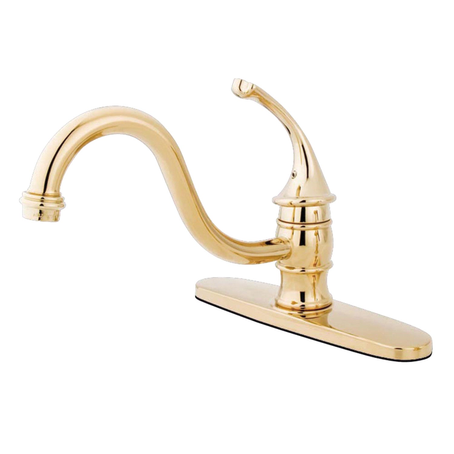 Kingston Tulare KB3572GLLS - Georgian Single-Handle 1-or-3 Hole Kitchen Faucet, Polished Brass