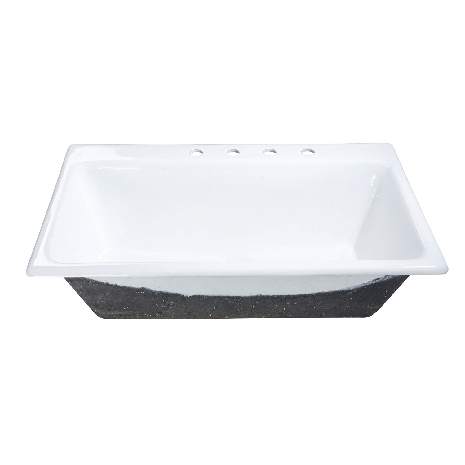 Kingston Heirloom GCKTS362211 - Towne 36-Inch Cast Iron Self-Rimming Single Bowl Drop-In Kitchen Sink (4-Hole), White