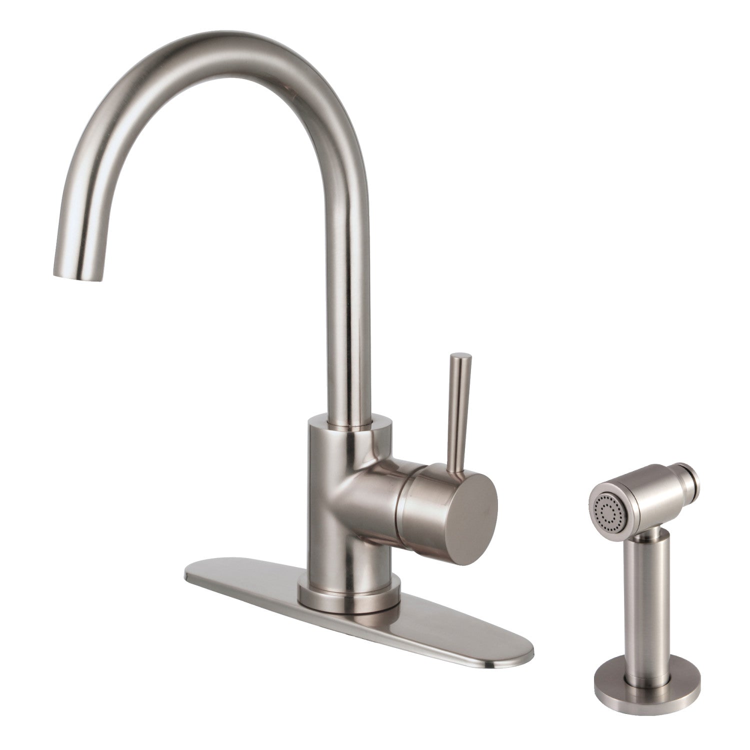 Kingston Sona LS8578DLBS - Robinet de cuisine à une poignée Concord 2 trous avec pulvérisateur latéral en laiton, nickel brossé