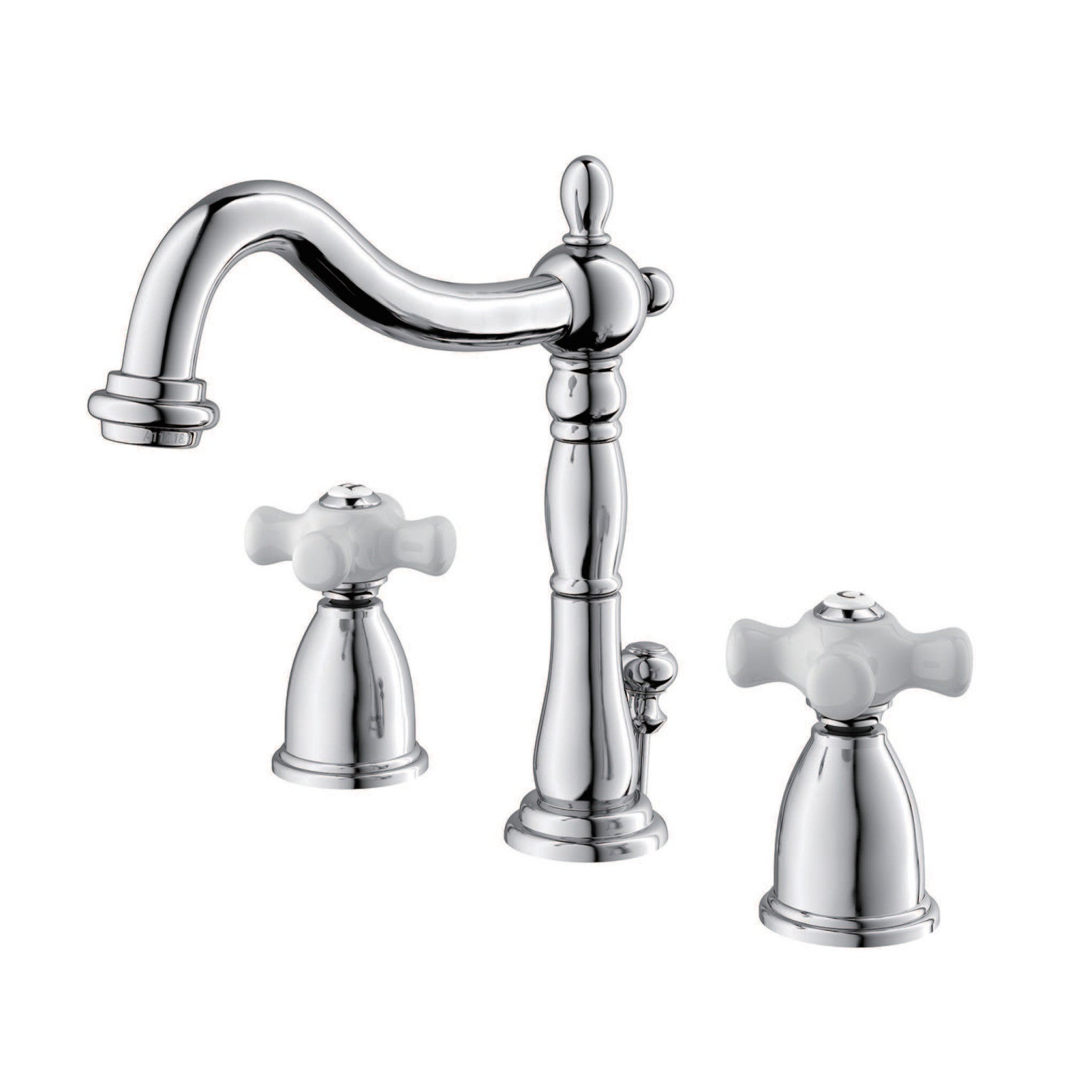 Kingston Heirloom KB1971PX - Heritage Two-Handle 3-Hole Deck Mount Widespread Bathroom Faucet with Pop-Up Drain, Polished Chrome