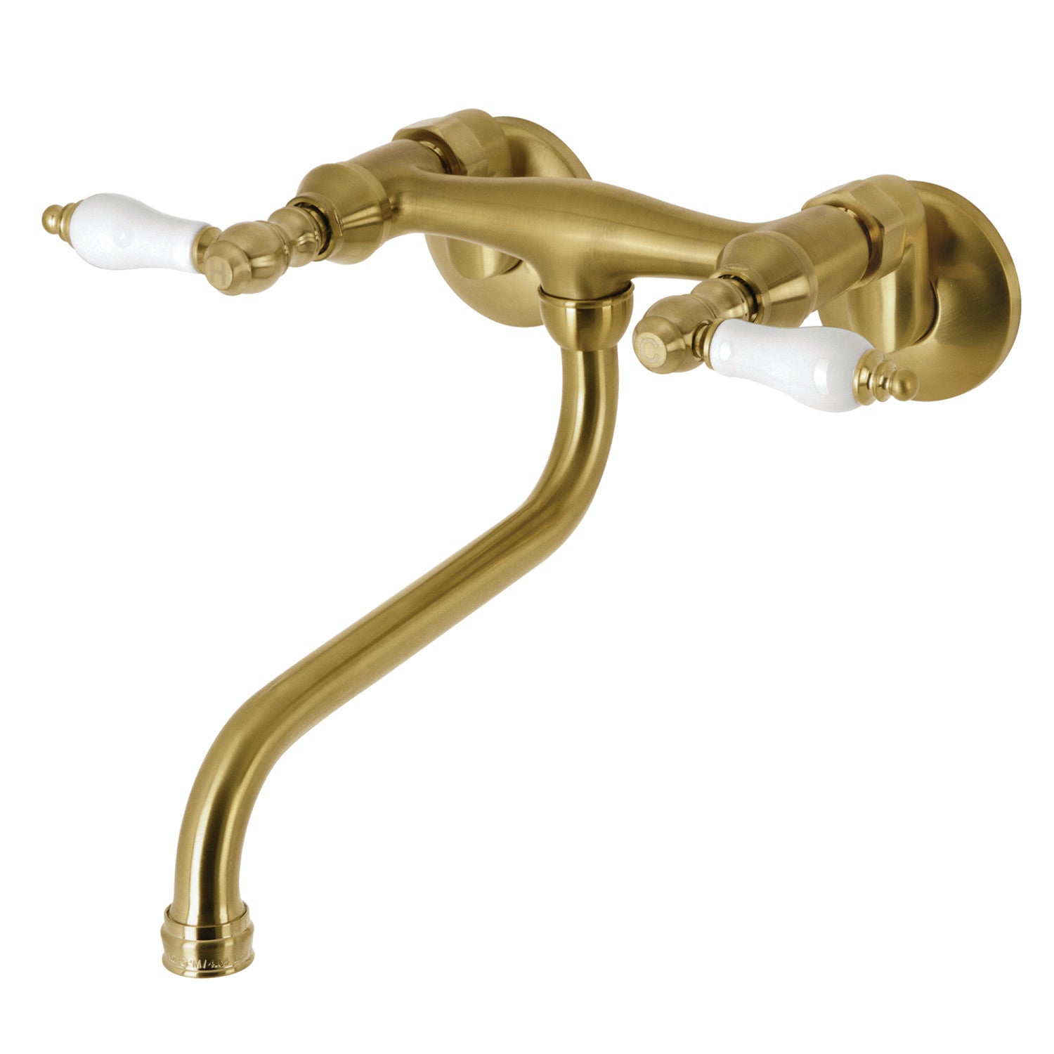 Kingston Heirloom KS515SB - Kingston Double-Handle 2 trous Robinet de salle de bains mural, laiton brossé