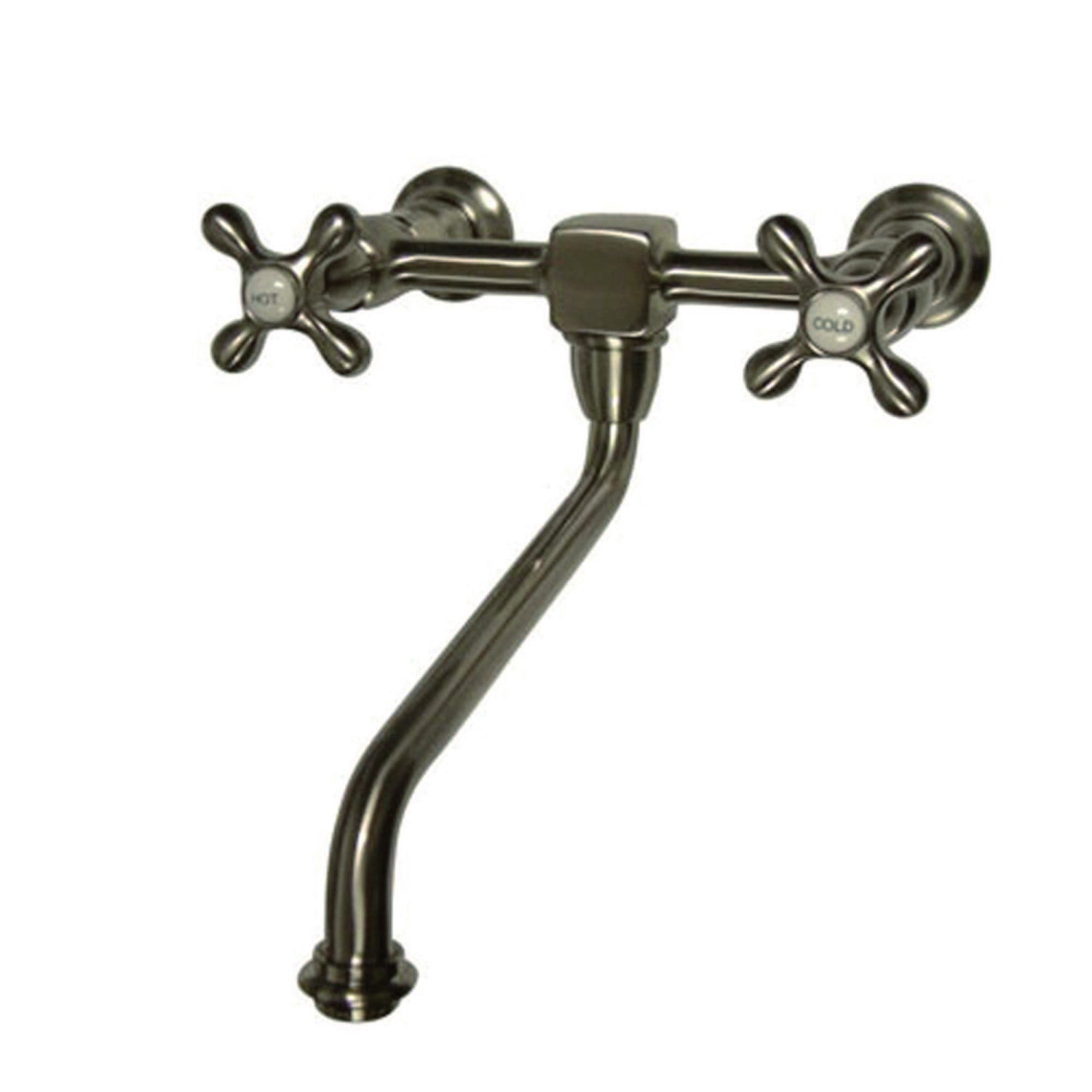 Kingston Heirloom KS1208AX - Robinet de cuisine à deux poignées Heritage 2 trous, nickel brossé