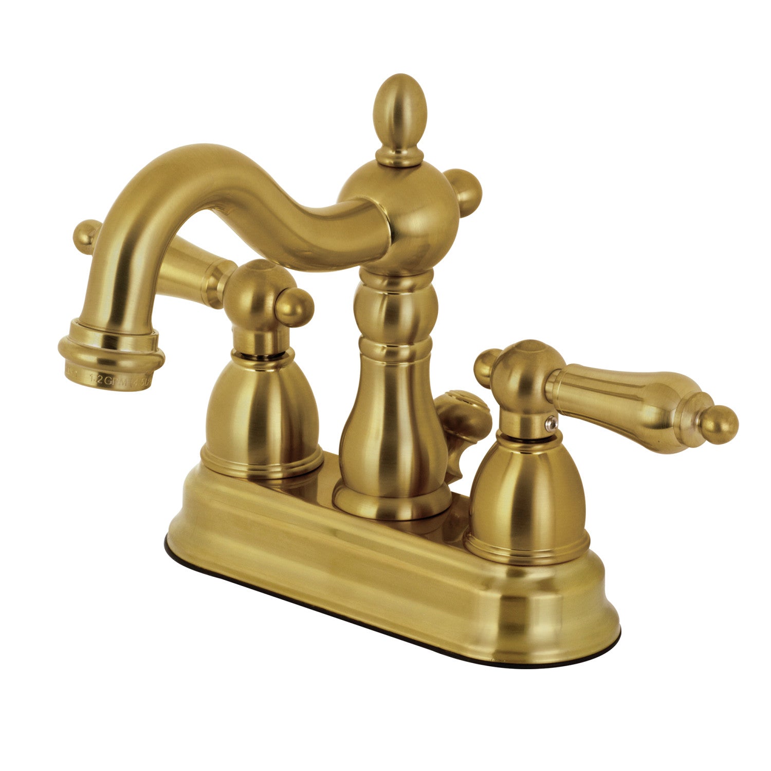 Kingston Heirloom KB1607AL - Heritage Double-Handle 3 trous montage sur plage 4-Inch Centerset Robinet de salle de bain avec drain à tirette, laiton brossé